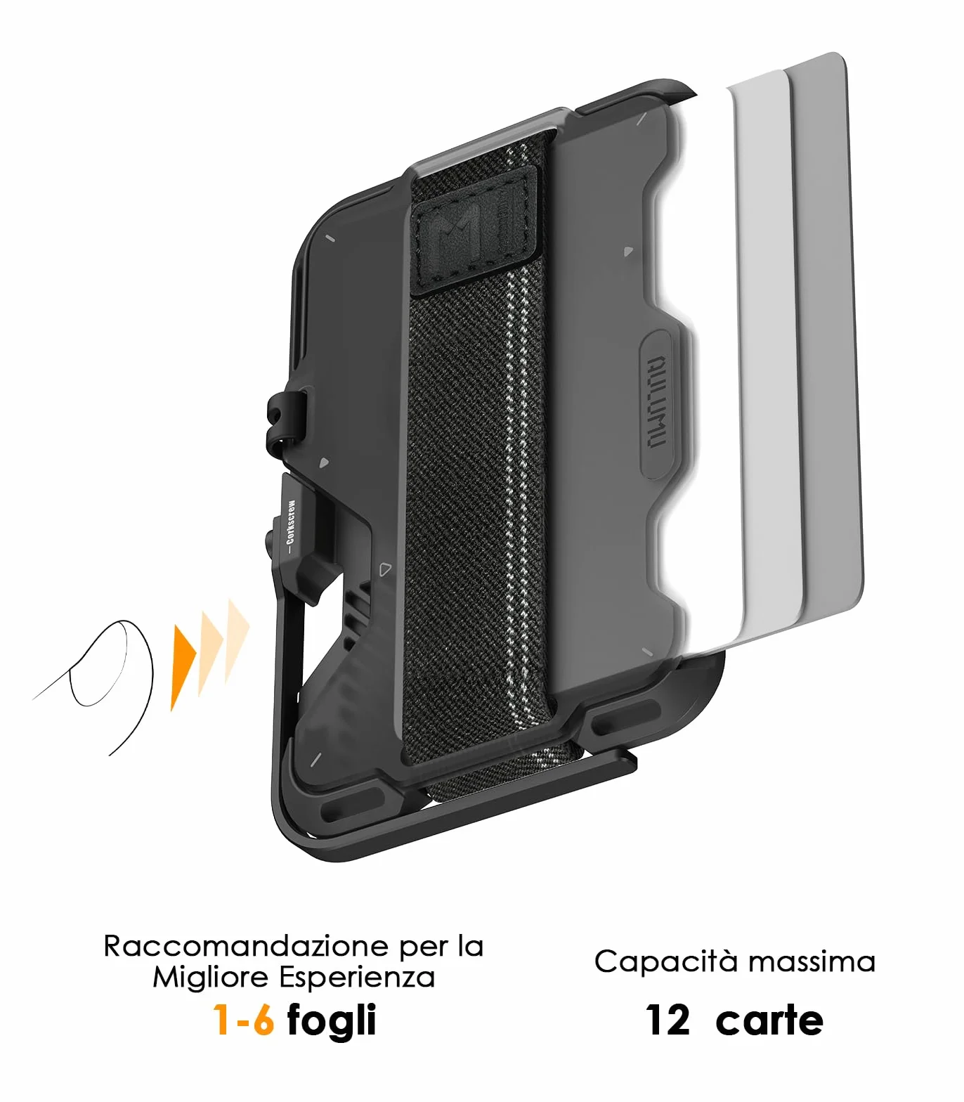 Aulumu G03 Custodia per carte da uomo | Compatibile con MagSafe | Multifunzionale Porta Carte con Fascia Elastica | Telefono Cellulare Supporto/Impugnatura | Apri Bottiglia |Schermatura RFID