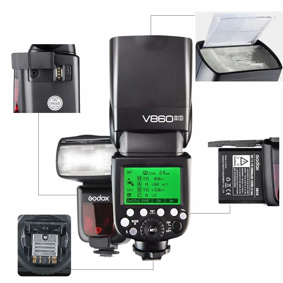GODOX Ving V860II-S TTL Flash HSS 1/8000s con Ricaricabile Batteria Fotocamera Flash Speedlite per Sony A7 A7II A7RII HVL-F60M HVL-F43M HVL-F32M