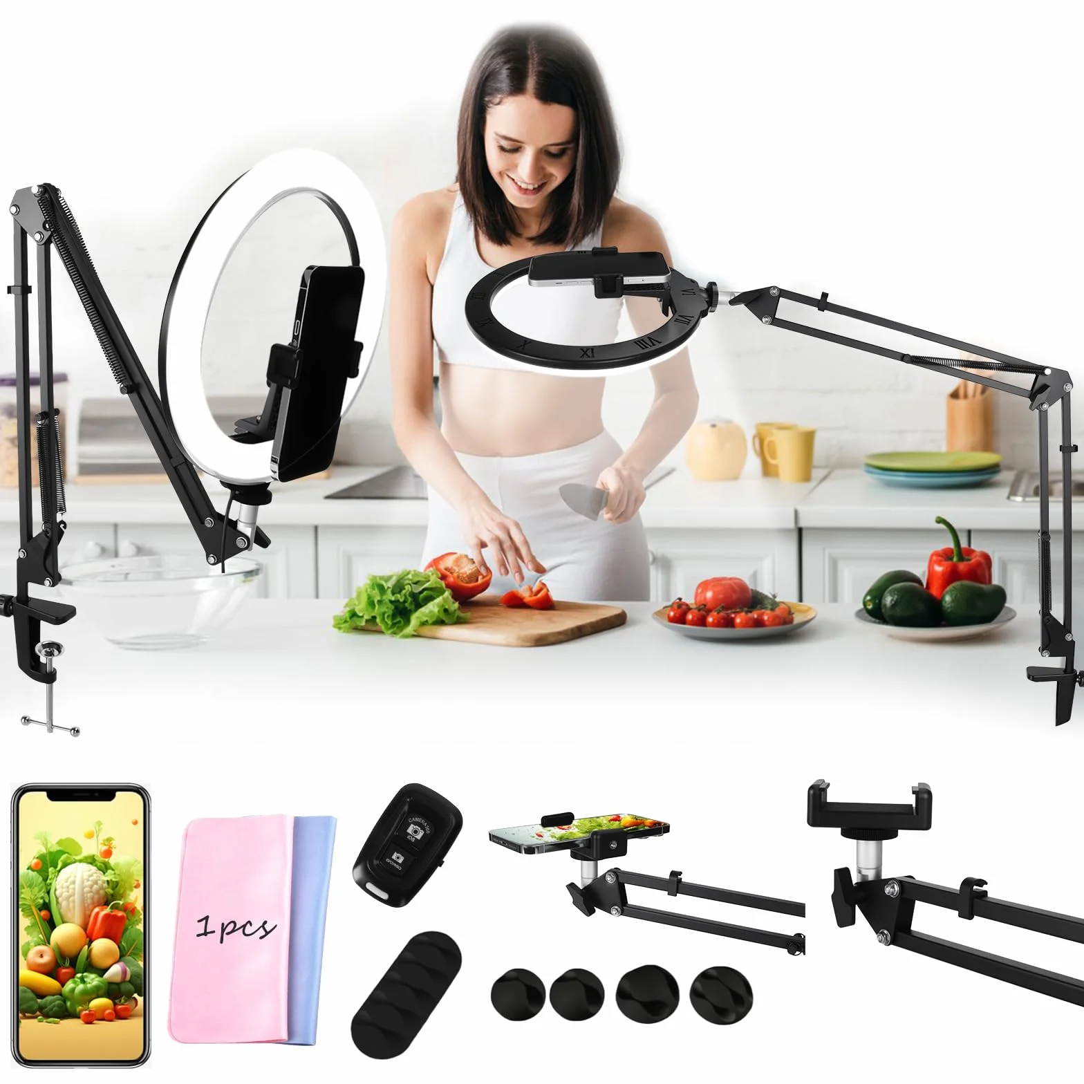 Luce Ad Anello LED,Ring Light Professionale,Ring Light Telefono,Rings Lights Con Supporto per Telefono,Ringlight Professionale Dimmerabile per Telefonos Tiktok Trucco Fotografia Youtube Video
