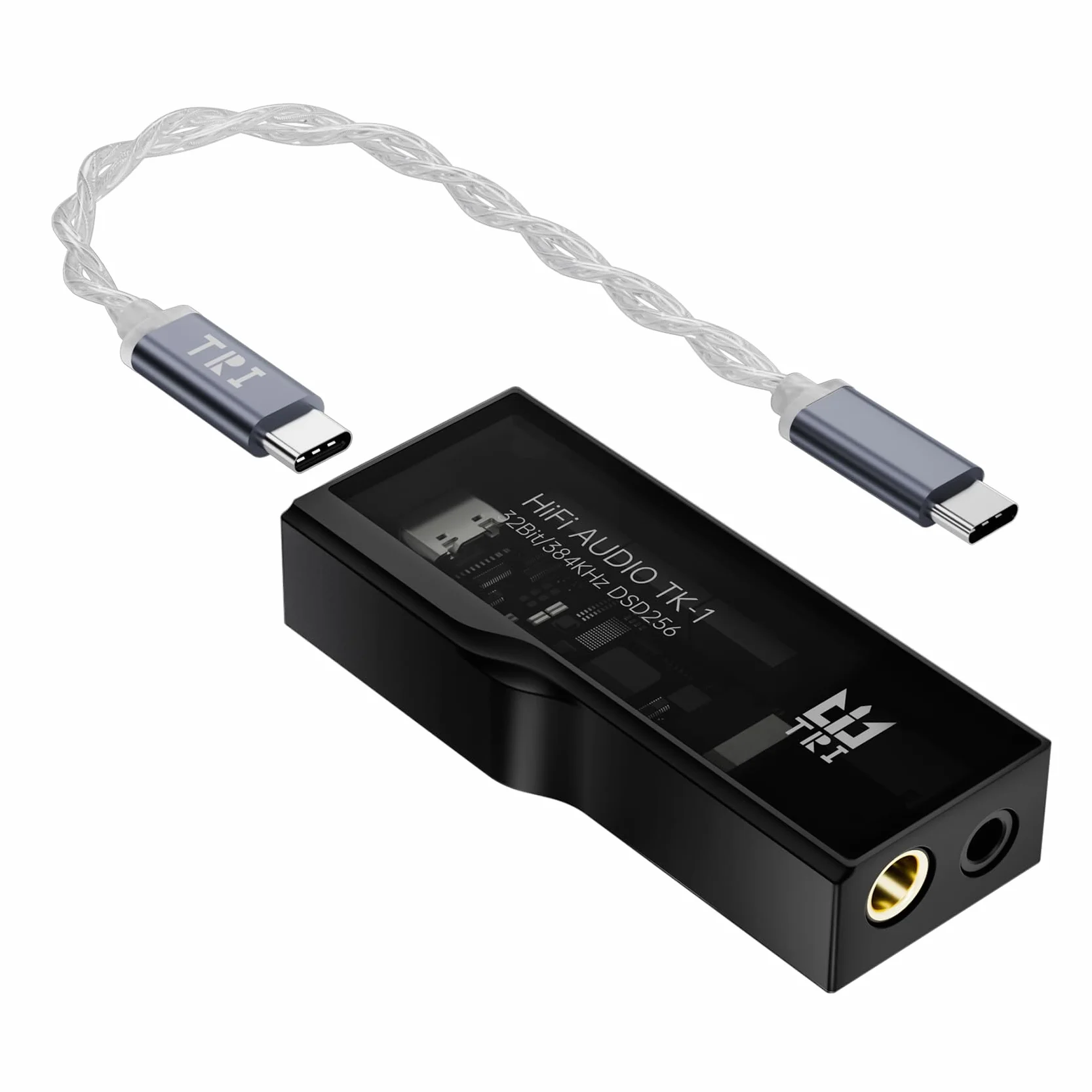 Yinyoo TRI TK1 Amplificatore per cuffie DAC Protable Dual CS43131 Chip 32Bit/384kHz DSD256 Dongle DAC per audio Hi-Fi con cavo adattatore USB-C a USB-C per jack per auricolari da 3,5 mm/4,4 mm