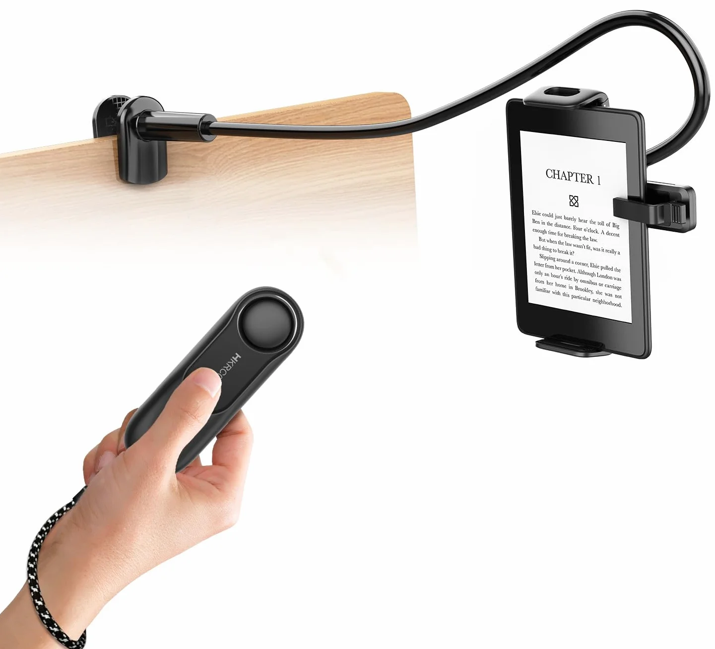 Supporto per Kindle con Telecomando Pagina Turner HKRC005, Lettore eBook, Telecomando RF per Kindle/iPad/Tablet