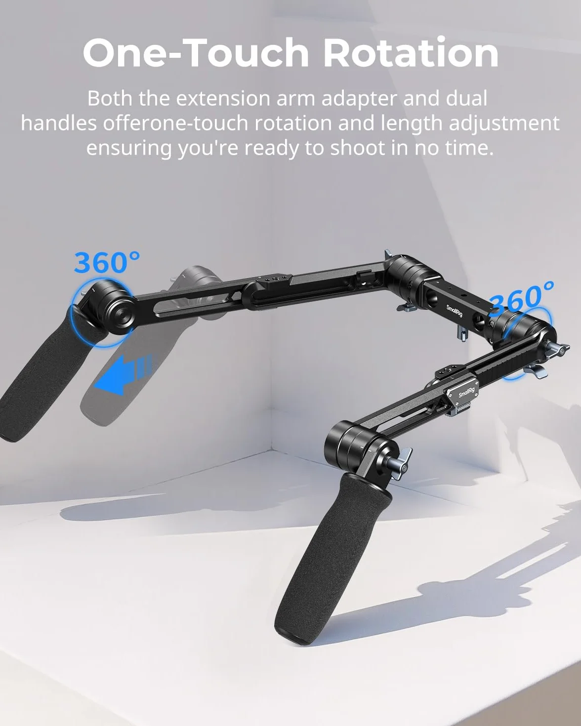 SMALLRIG Supporto a spalla con doppia impugnatura per aste LWS da 15 mm, rotazione One-Touch, supporto a spalla per fotocamera - 5205