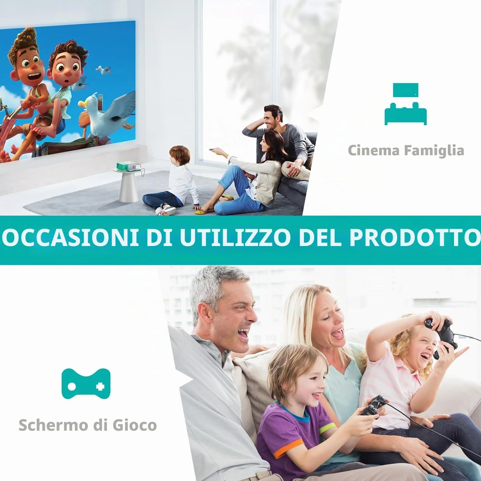 Mini Proiettore Portatile, wepvo WiFi Proiettore, Schermo del Telefono può Essere Specchiato al videoproiettori in Modalità WiFi, Proiettor LED per Home Theater con Interfacce USB HDMI (YG300Plus)