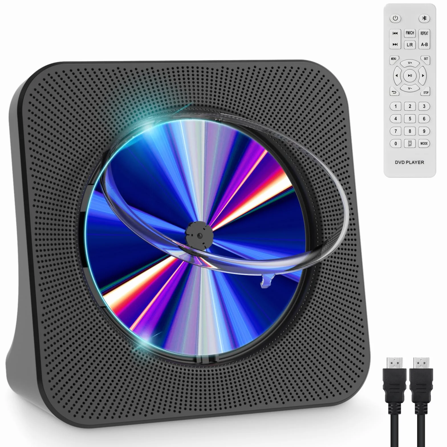 Gueray Lettore DVD per TV Lettore DVD/CD da Tavolo per la Casa con Altoparlanti Bluetooth Display Sveglia Radio FM con Lettore CD Riproduzione di Schede USB Include Telecomando, HDMI Cavo