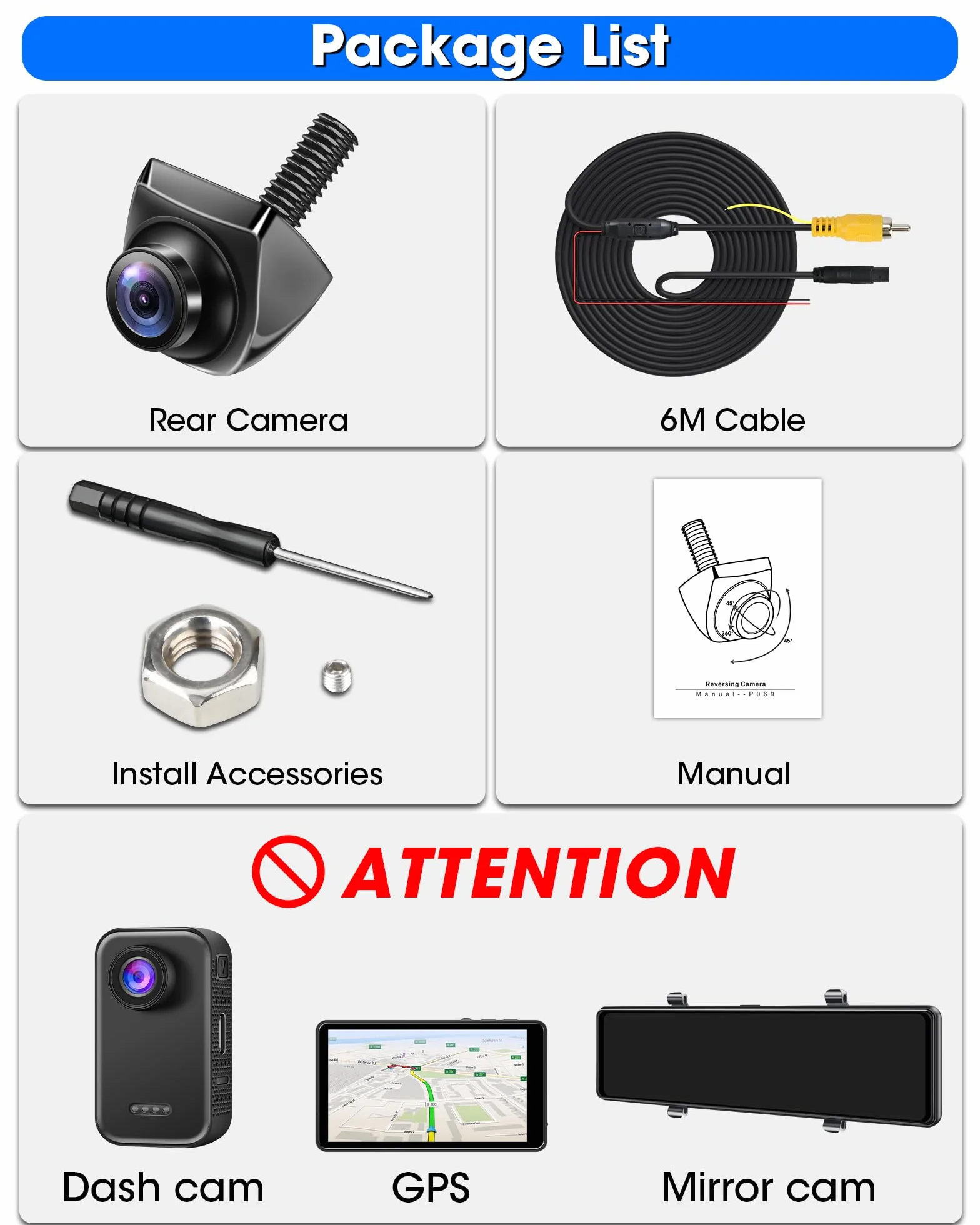 Retrocamera AHD 1080P/AHD 720P/CVBS/PAL Retrocamera Auto, 360° Rotante Telecamera Posteriore Auto Telecamera Retromarcia Auto Notturna 170° Grandangolo IP69 Impermeabile per SUV 12V-24V Pickup Camper