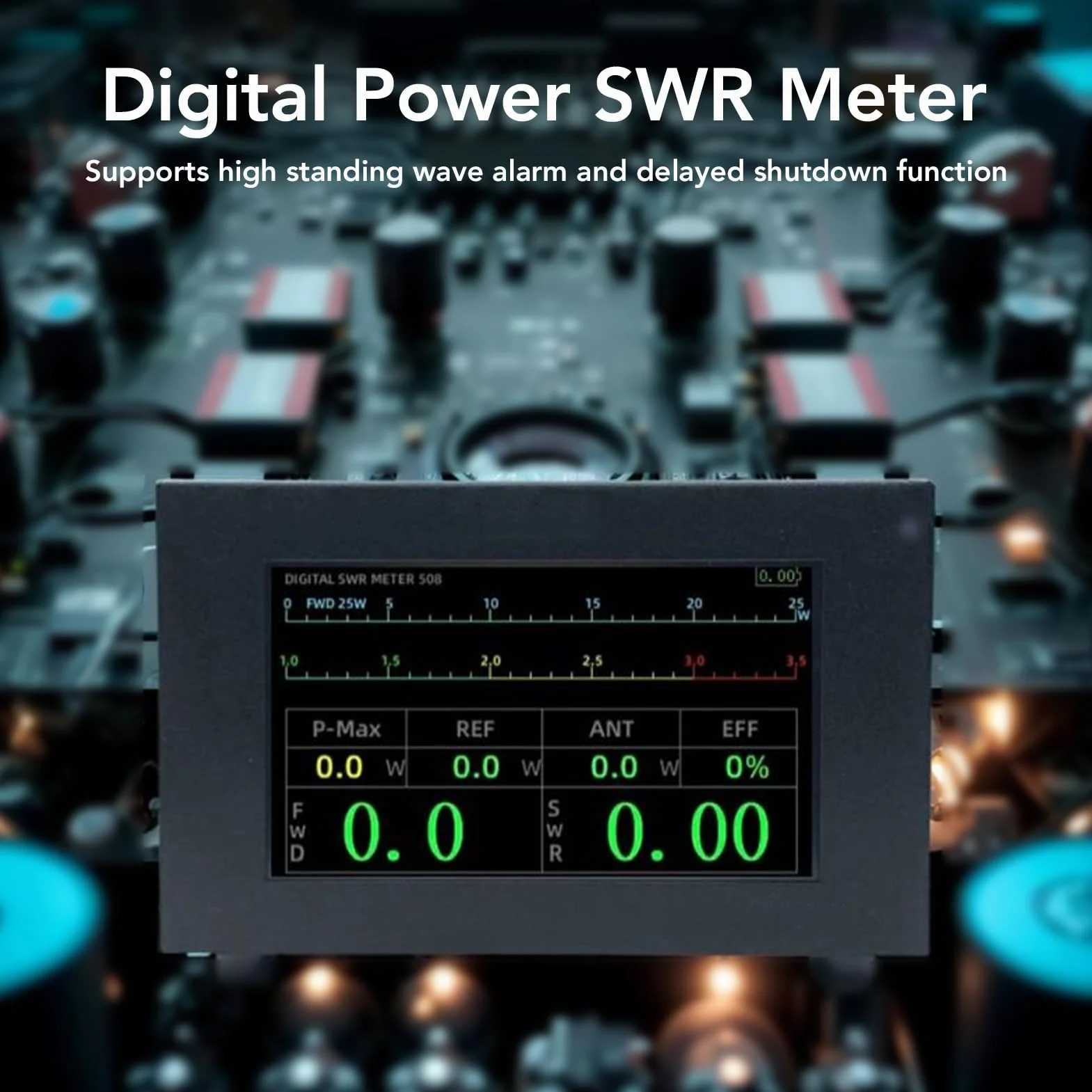 Misuratore SWR Digitale Wattmetro, Misuratore di Onde Stazionarie 1.8‑54MHz 200W con Allarme, Touch Screen IPS, Misuratore di Potenza a Onde Corte per Radio Bidirezionali,