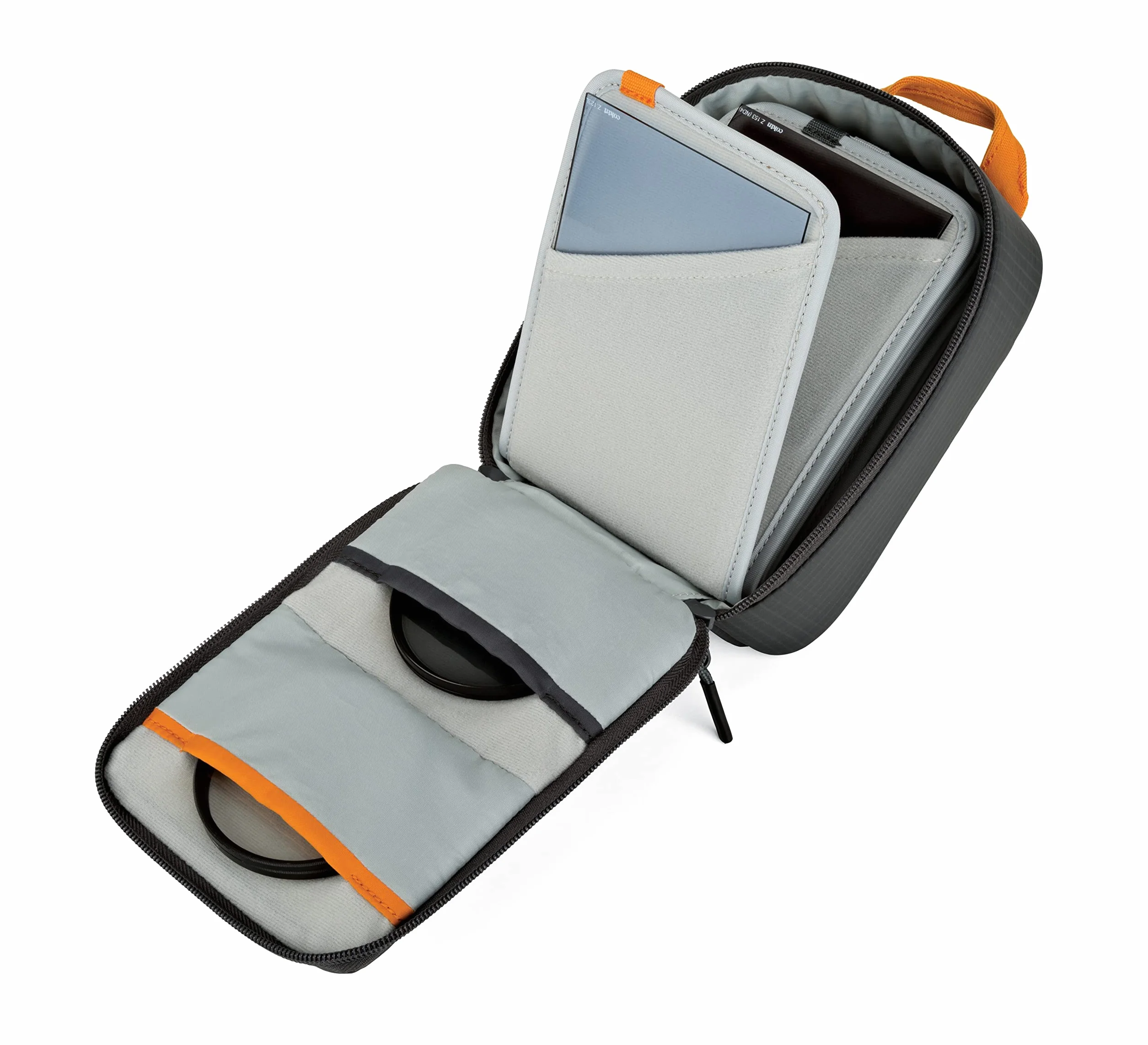Lowepro GearUp Filter Pouch 100, Custodia per Filtri con Vani per 10 Filtri a Lastra, 2 Rotondi e Supporto, Custodia Antigraffio per Schede, Realizzata con Tessuti Riciclati, Grigia