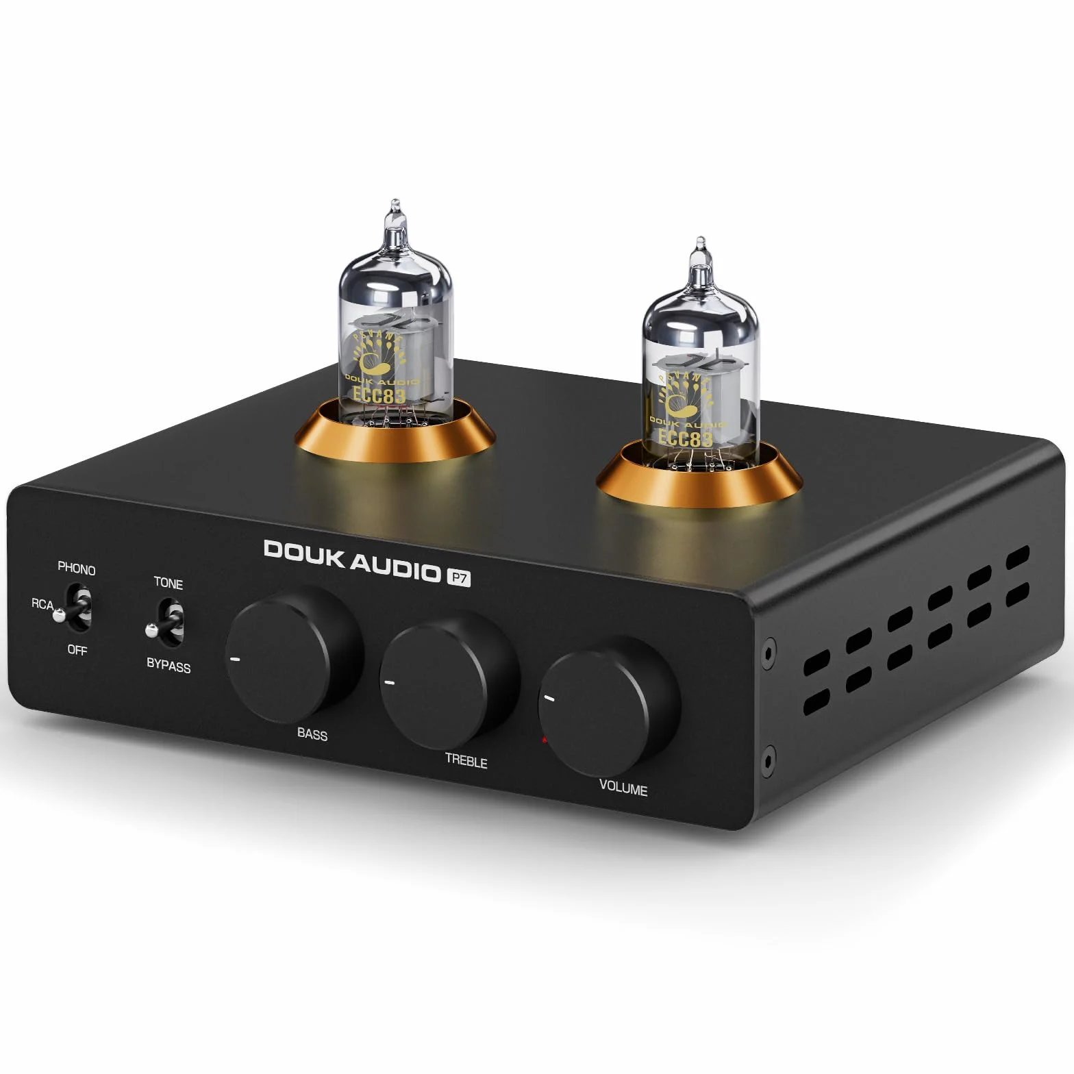Douk Audio P7 ECC83 Tube Phono Preamplifier XLR Balanced Output High Pass Filter Bass Treble Control MM Turntable