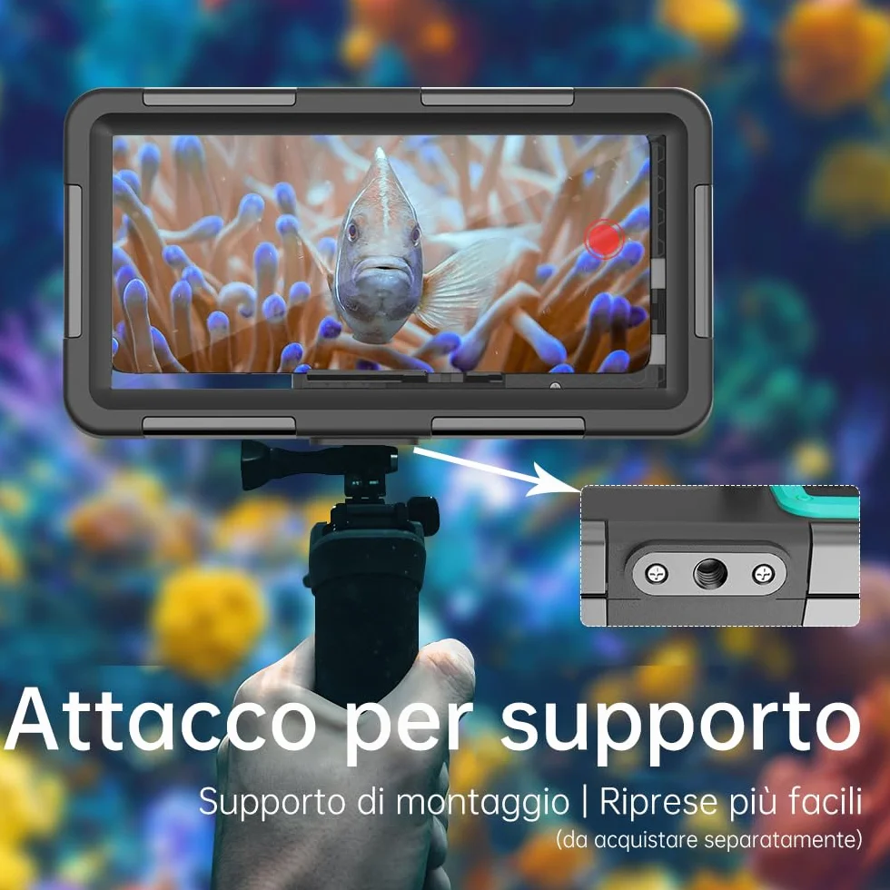 Custodia Impermeabile Subacquea Professionale IP68 15M - Compatibile con iPhone, Samsung, Huawei, Xiaomi - Fino a 6,9 Pollici - Per Immersioni, Snorkeling, Surf e Nuoto (nero/blu-verde)