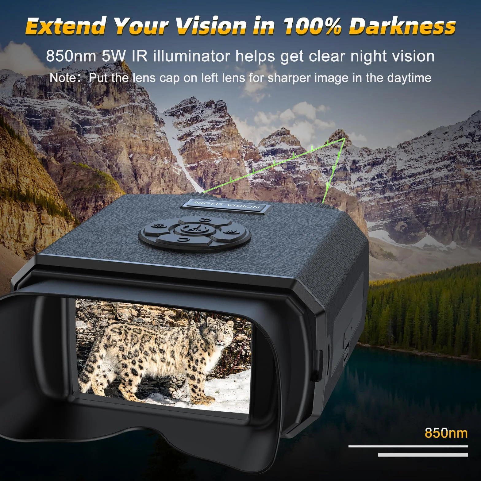 Binocolo Visione Notturna, Digitale Infrarossi 1080P FHD, Ricaricabile, Vista 500M, Zoom Digitale 8X, 9 Livelli IR, 3.5" TFT LCD Per Caccia con 32GB Scheda
