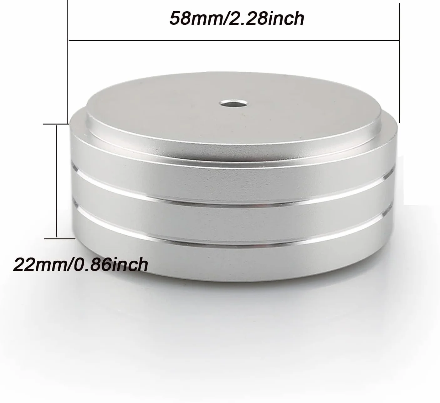 Piedini ammortizzatori HiFi in alluminio 58 x 22 mm per altoparlante argento