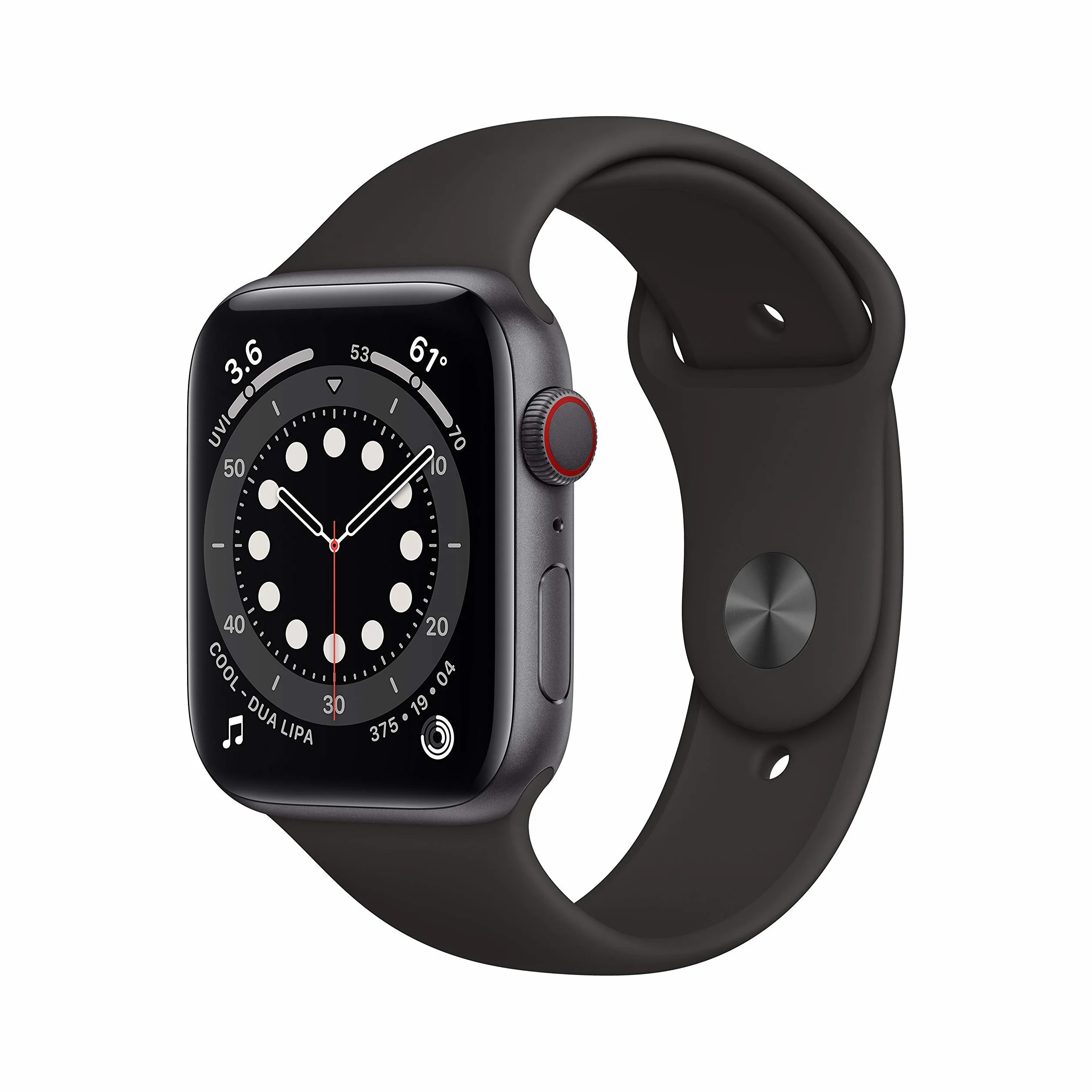 Apple Watch Series 6 (GPS + Cellulare, 44MM) Cassa in Alluminio Grigio Siderale con Cinturino Sport Nero (Ricondizionato)