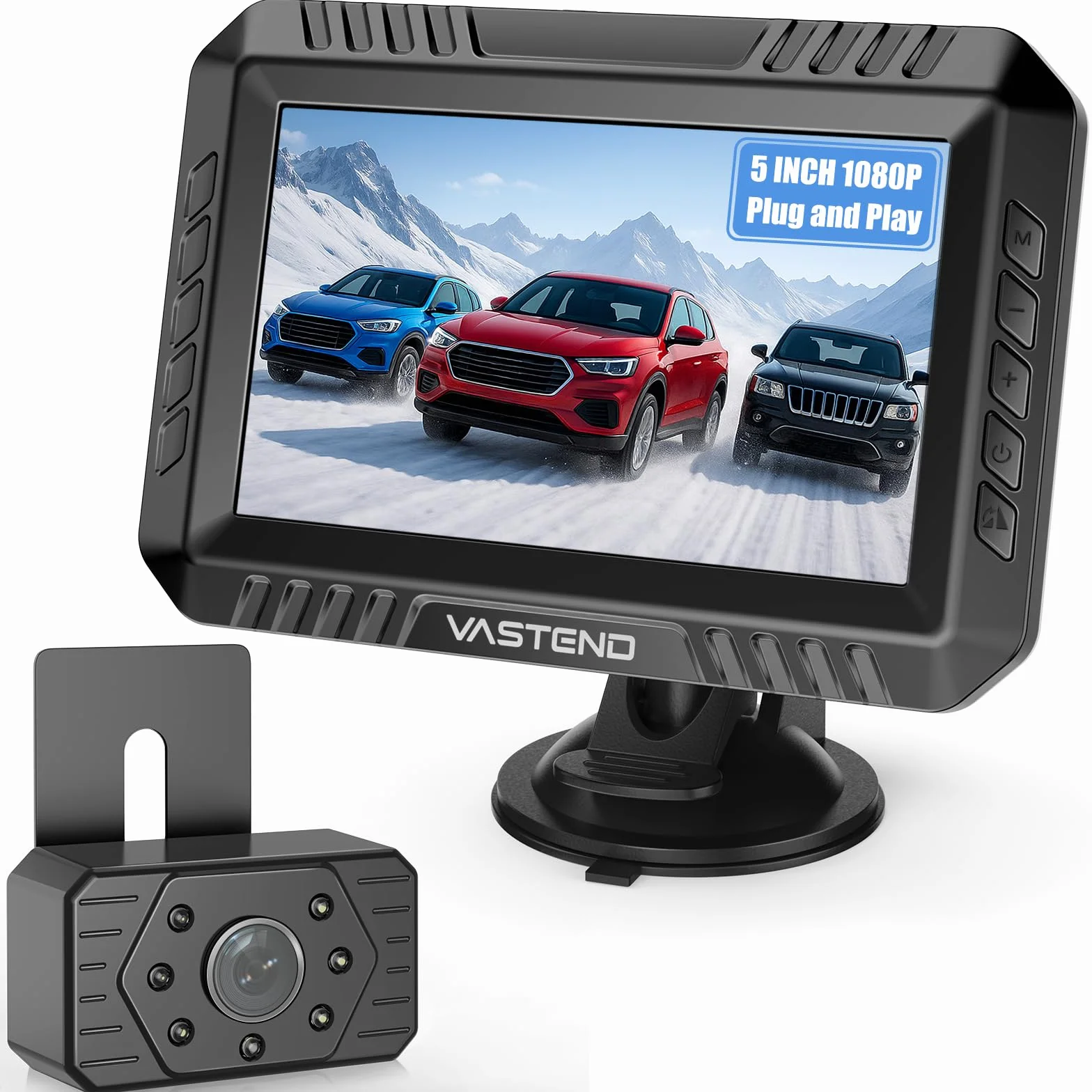 Sistema Wireless Telecamera di Retromarcia con Monitor da 5", 1080P HD, Visione Notturna, Impermeabile IP67, Portata 200m, per Auto, Camion, Furgoni, Camper (VE-5A)