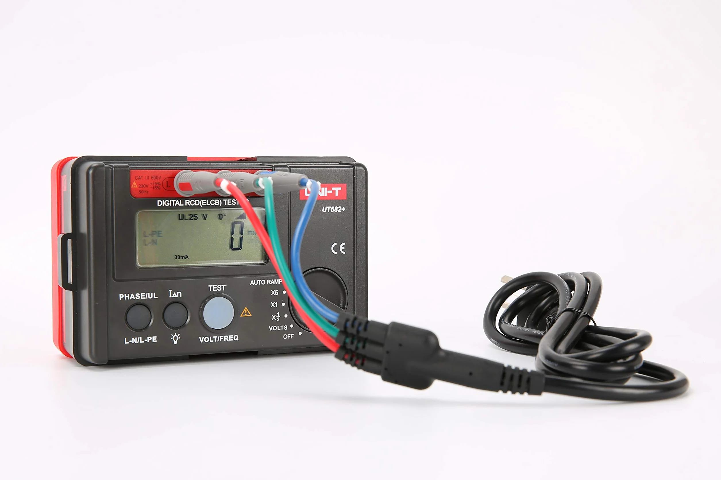 UNI-T UT582+ Digital RCD Tester AUTO RAMP Leakage Circuit Breaker Meter