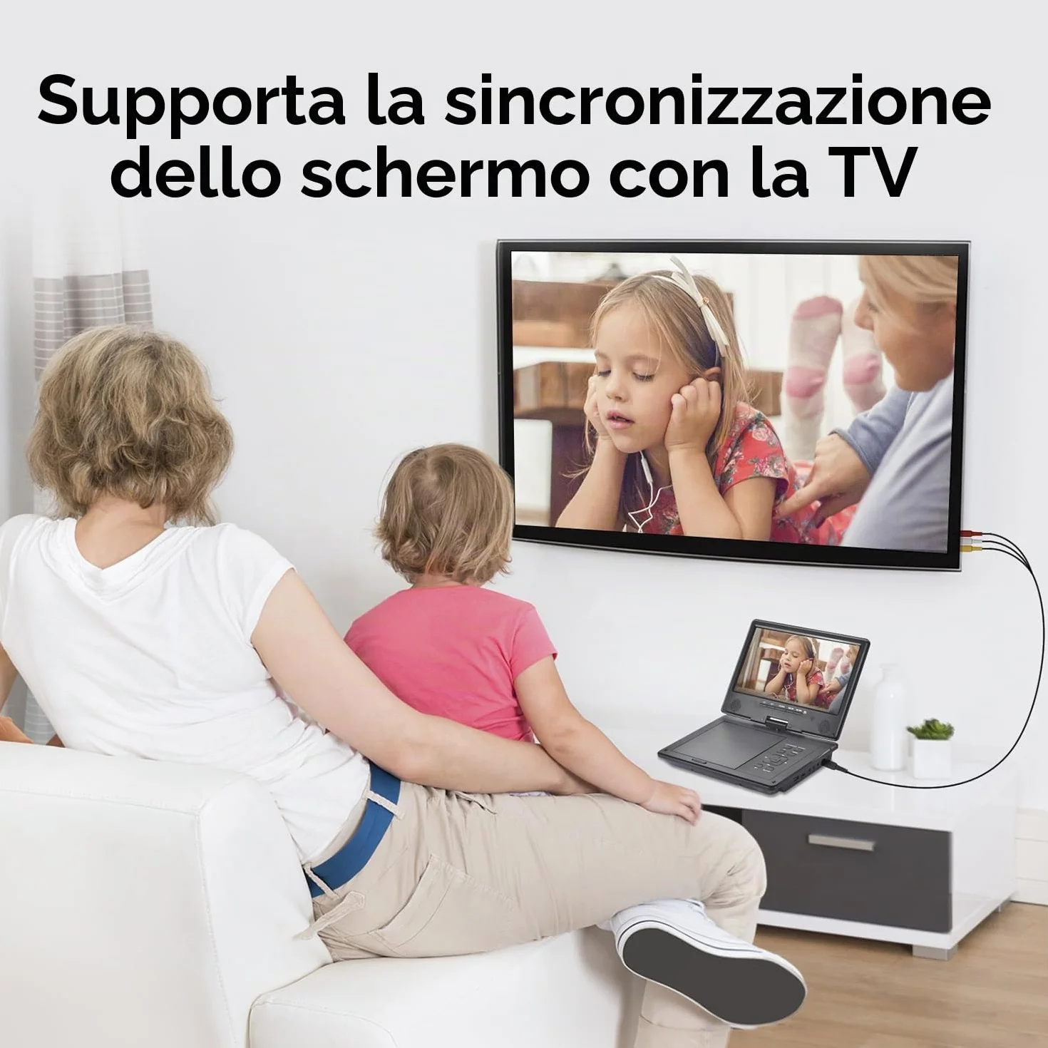 YOOHOO Lettore DVD portatile Bluetooth 12,5" schermo girevole 10,5" per bambini batteria ricaricabile riproduzione MKV/MP4/WAV/CD