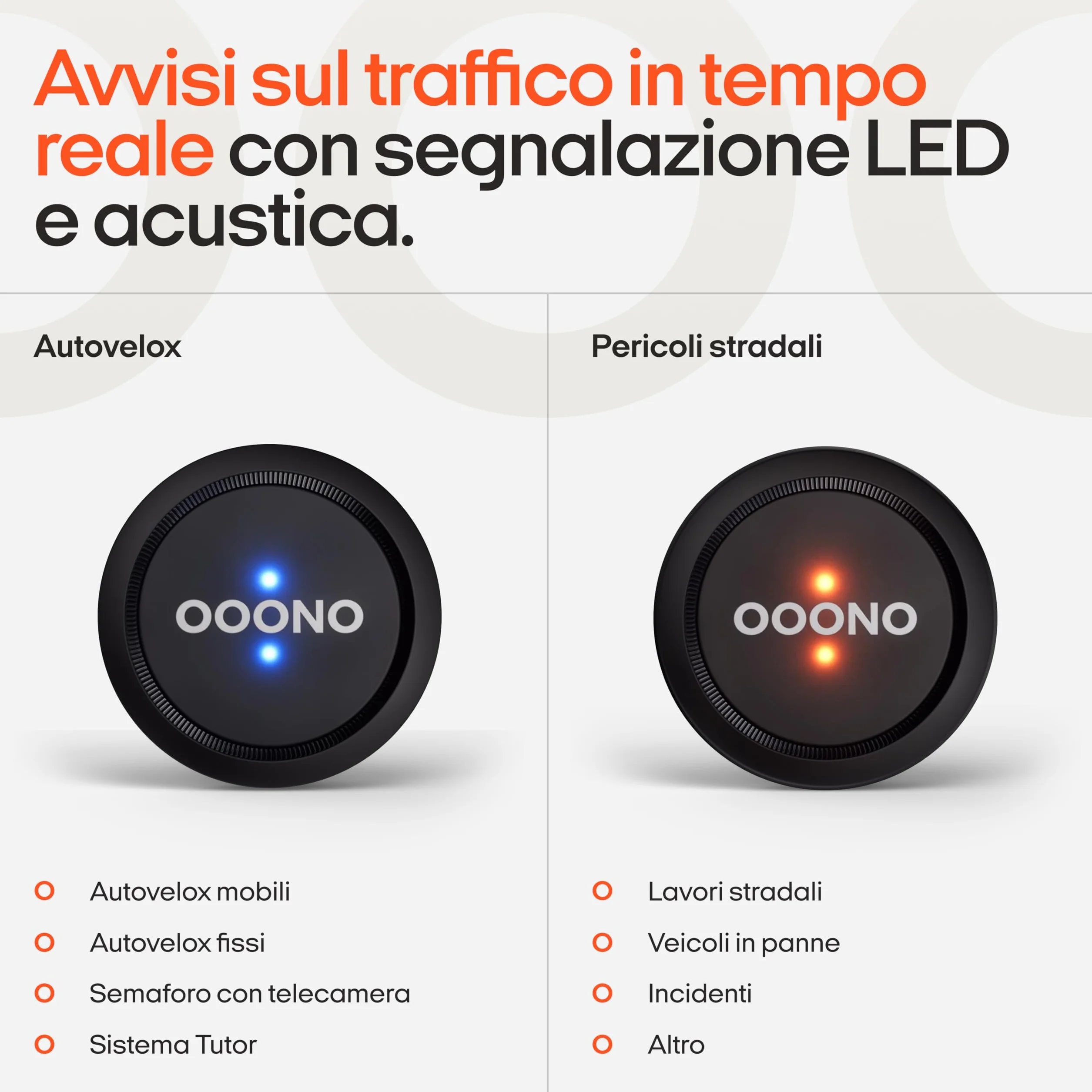 OOONO Co-Driver 1 rilevatore autovelox nero – avvisi autovelox e pericoli in tempo reale, senza abbonamento, batteria al litio 3 V, compatibile Apple CarPlay e Android Auto
