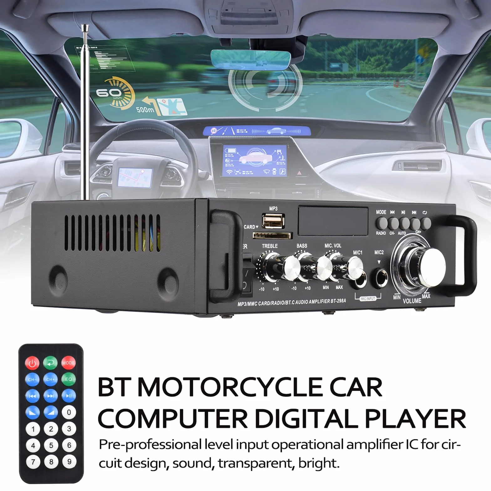 Docooler 600W Amplificatore Audio,HiFi Audio Stereo Bluetooth Radio Portatile per Auto o Casa, con Telecomando ed Mini Display 2CH LCD, 12 V / 220 V