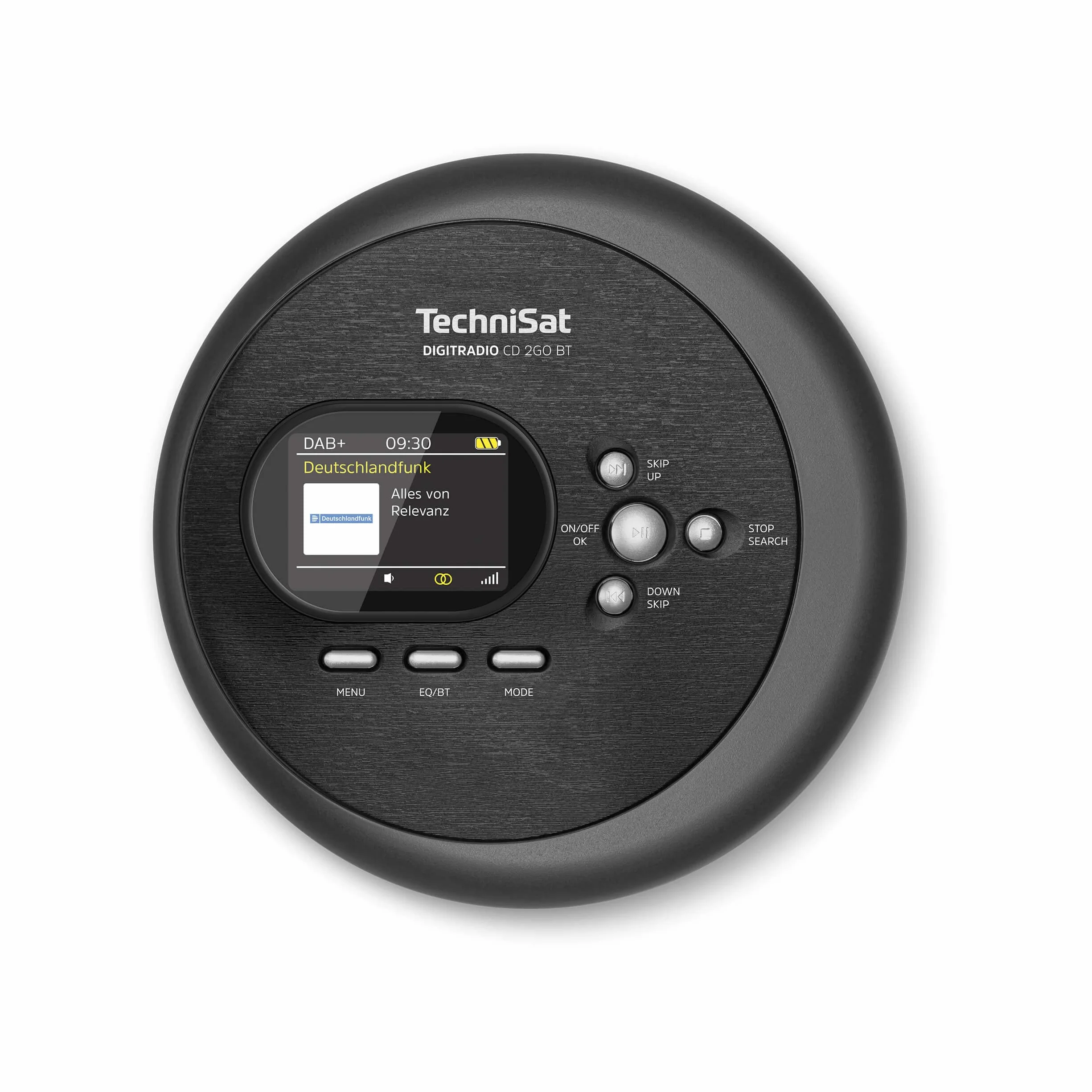TechniSat DIGITRADIO CD 2GO BT - radio portatile DAB+ con lettore CD (DAB+, FM, MP3 con funzione resume, Bluetooth, ASP, jack per cuffie, equalizzatore, memoria preferita) nero