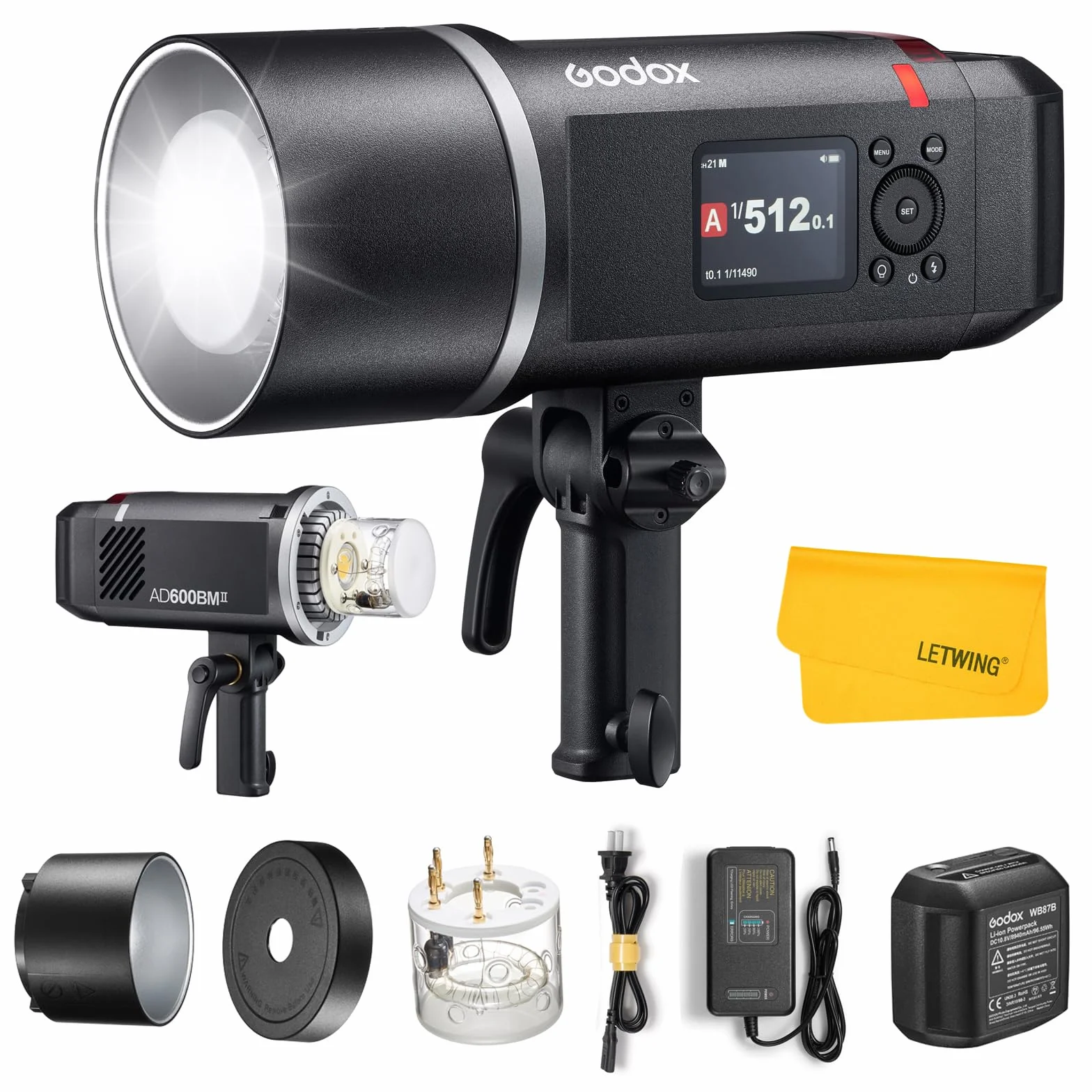 Godox AD600BM II AD600 BM II Flash, 600W HSS 1/8000s Flash per Fotografia all'aperto Luce Speedlite, Tempo di Ricarica 0,01 s-1,9 s, Batteria agli ioni di litio, Monoluci Attacco Bowens Monoluce