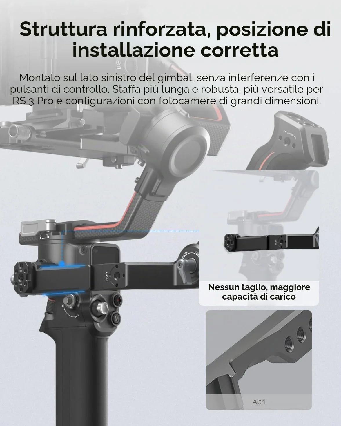 (Nuova Versione) SMALLRIG Impugnatura Regolabile per DJI RS 4 mini/Pro/RS 4, RS 3 mini/Pro/RS 3, RS 2 / RSC 2, Carico 8 kg / 17,6 LB, Impugnatura Ergonomica per Riprese ad Angolo Basso - 3028D