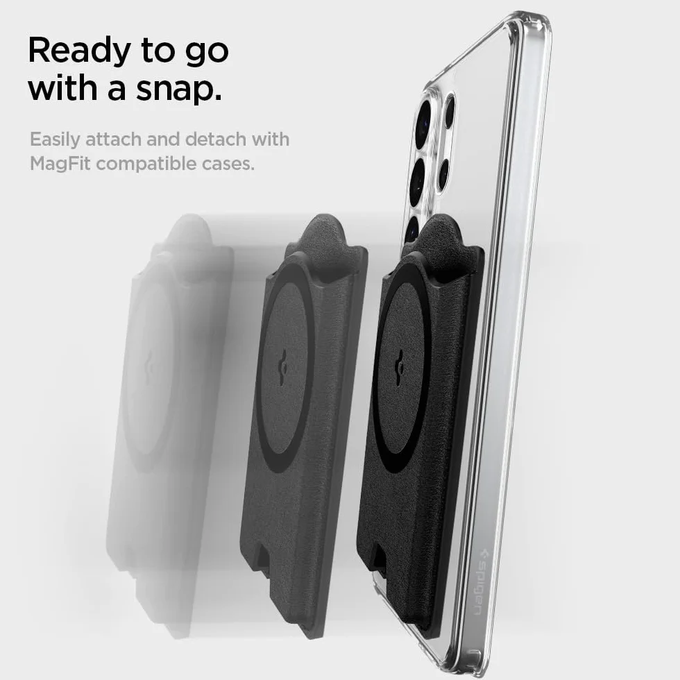 Spigen Valentinus MagFit+ Portafoglio Magnetico Compatibile con Samsung Galaxy S26 & S25 Serie, S25 Edge e Z Fold 7 - Nero