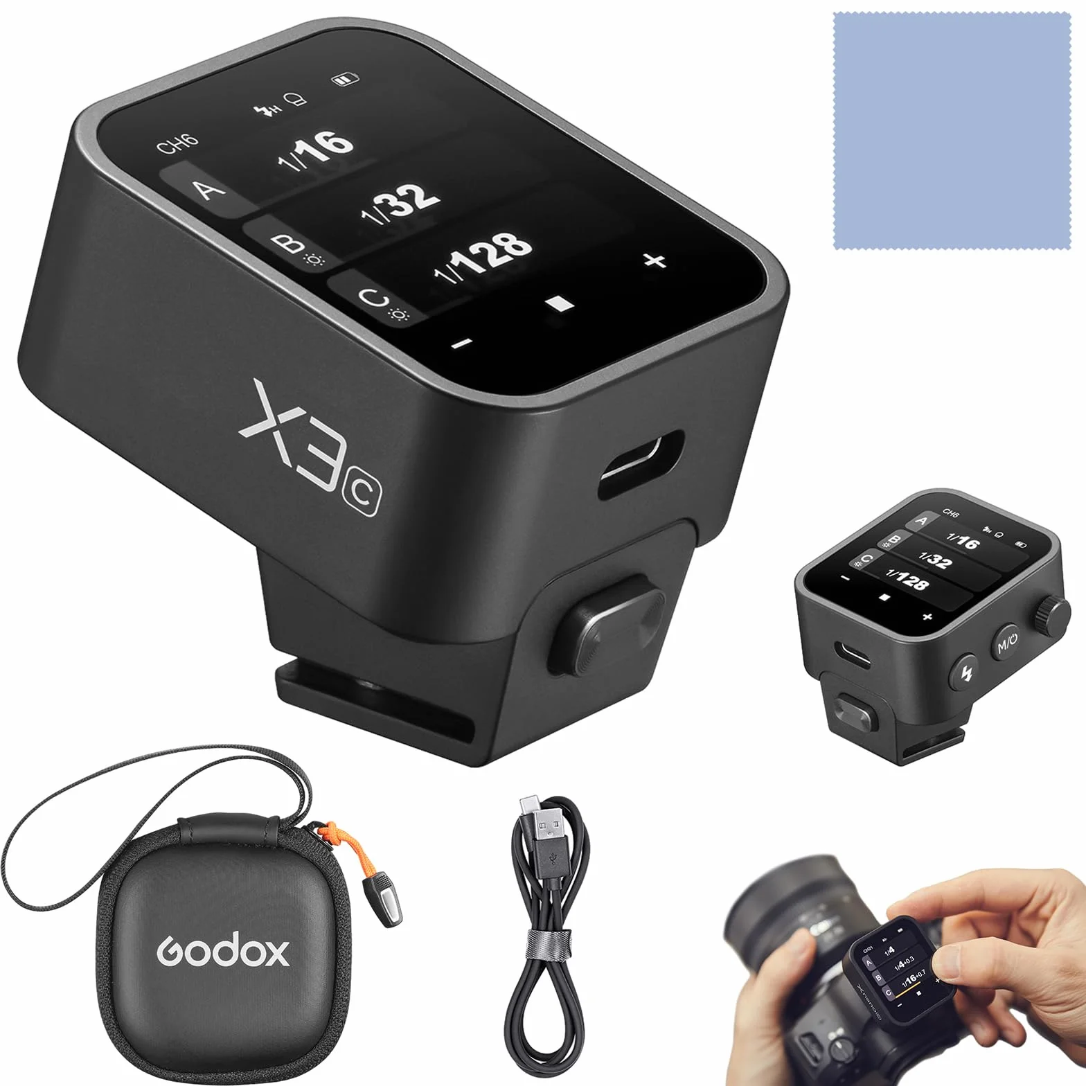 GODOX X3C 2.4G Wireless Flash Trigger Trasmettitore TTL Autoflash con ampio touchscreen OLED Modalità flash multiple con porta USB 32 canali 16 gruppi compatibili con fotocamere Canon