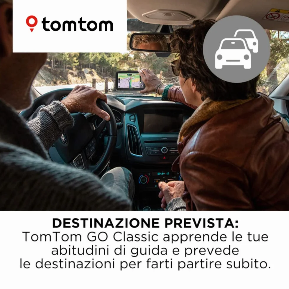 TomTom Navigatore Satellitare per Auto GO Classic, 6 Pollici, con Traffico, Tutor e Autovelox di Prova, Mappe Europa, Aggiornamenti Tramite WiFi, Supporto Reversibile Integrato