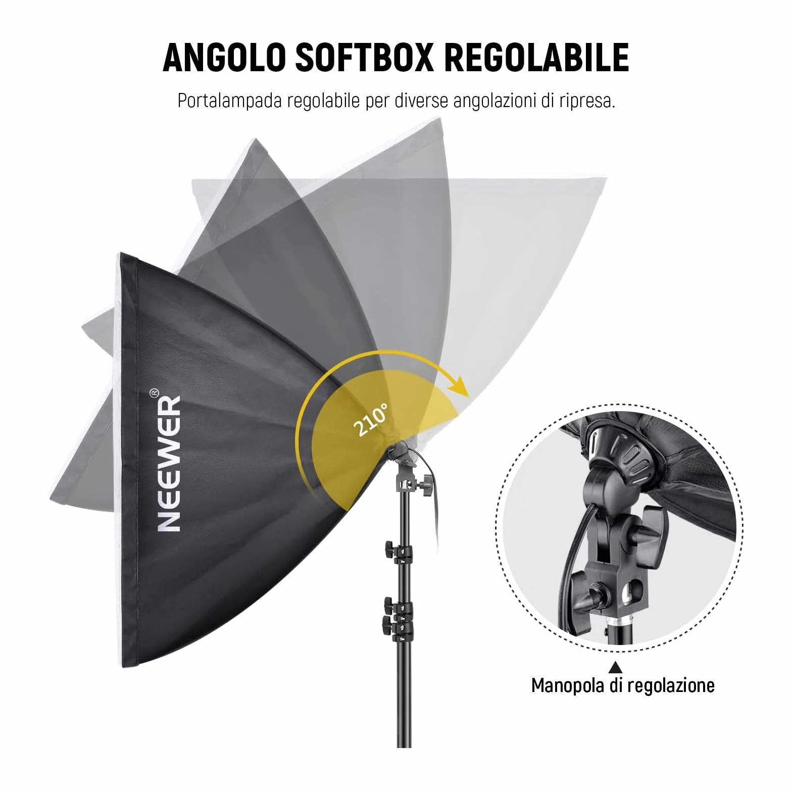 NEEWER 700W Equivalente Softbox Kit Illuminazione, Confezione da 2 5700K Lampadine a LED, 24" x24" Softbox con Presa E27, Kit Illuminazione Continua per Fotografia Attrezzatura da Studio Fotografico