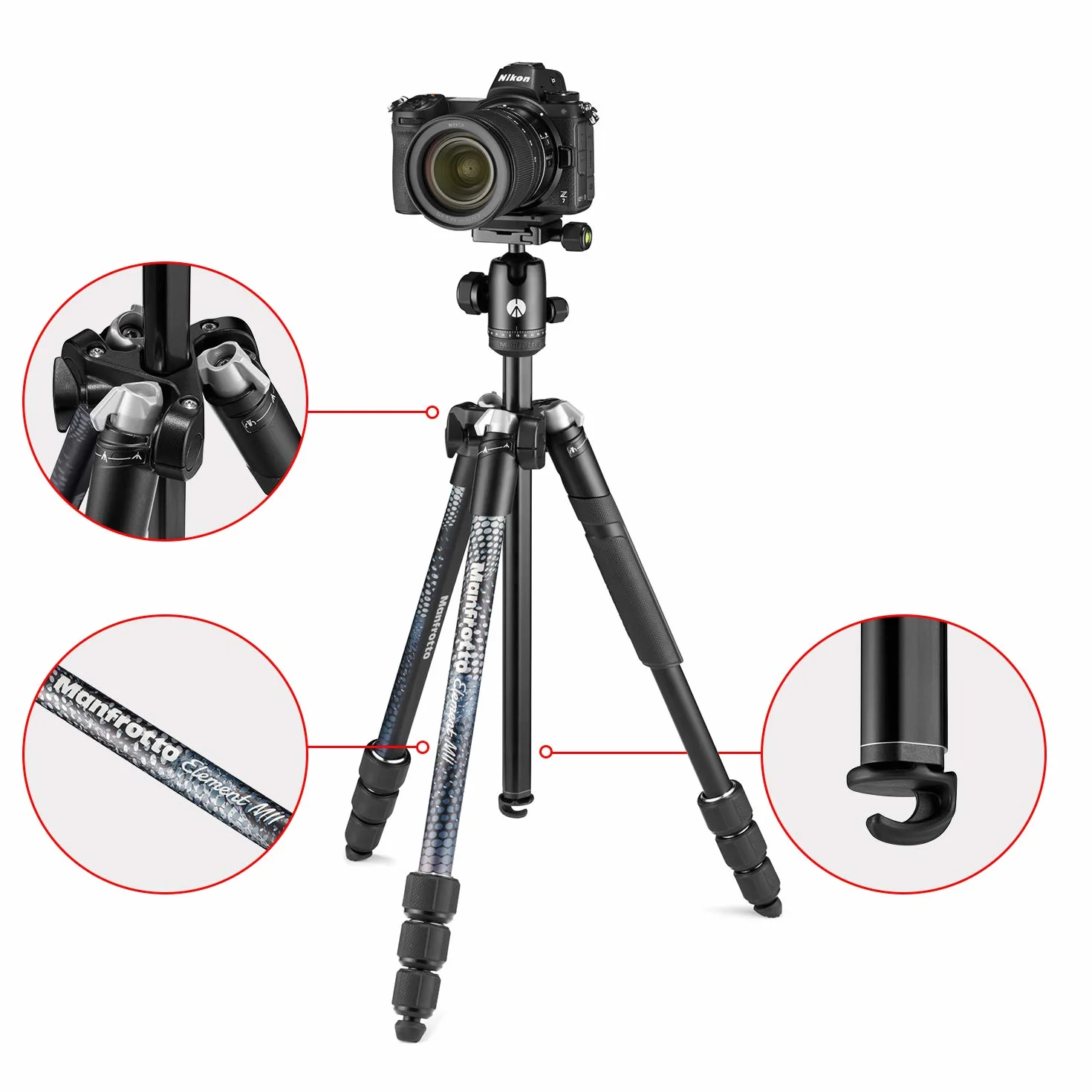 Manfrotto Element MII, Treppiede da Viaggio in Alluminio con Testa a Sfera e Sacca per Trasporto, per Fotocamere Compatte, CSC, DSLR, Accessori Fotografia per Creazione Contenuti, Vlog