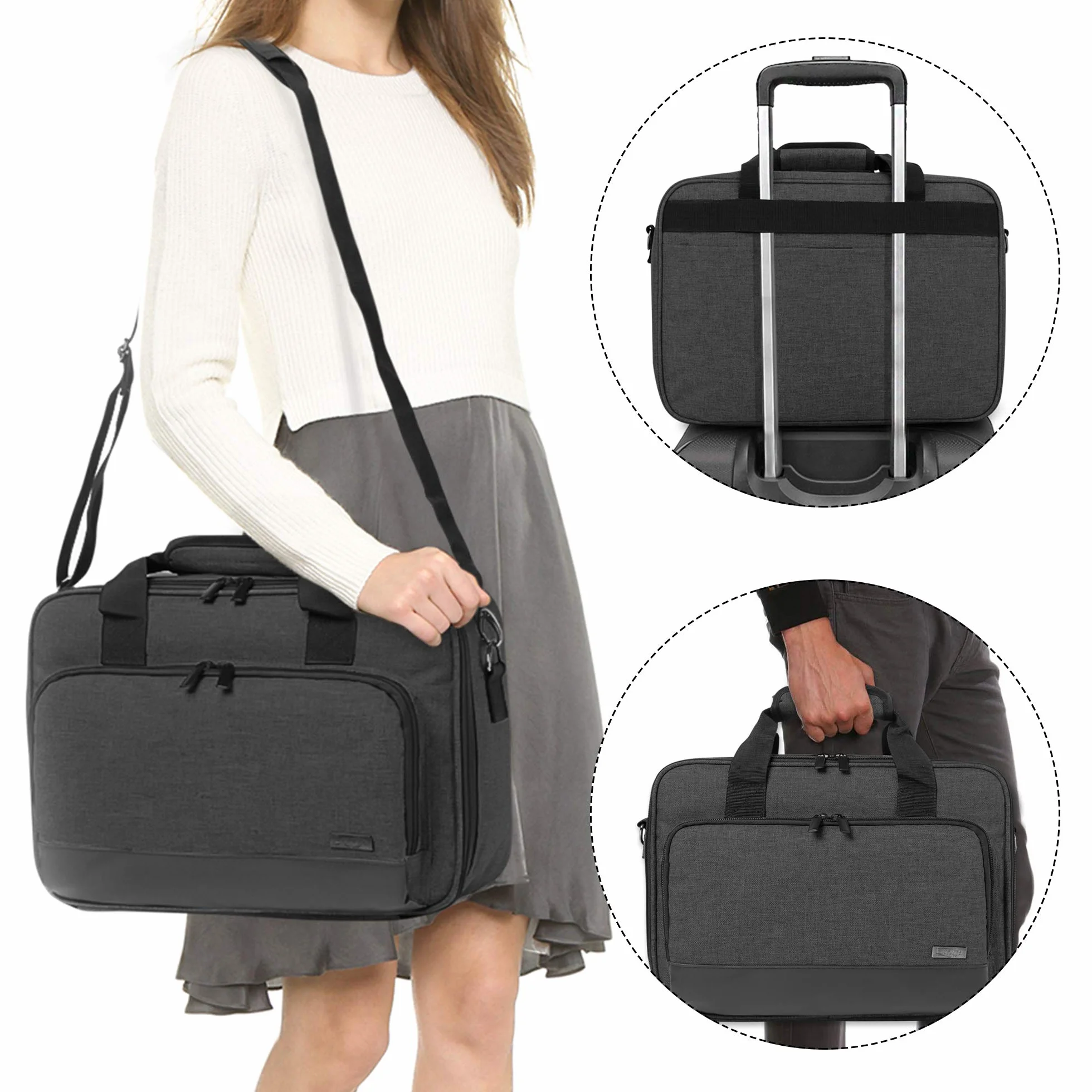 Luxja Borsa per Videoproiettore con Custodia per Laptop, Borsa per BenQ, Optoma, Epson e Acer Proiettore, Custodia per Proiettore e Accessori, 39.4 CM x 28 CM x 13.5 CM, Nero