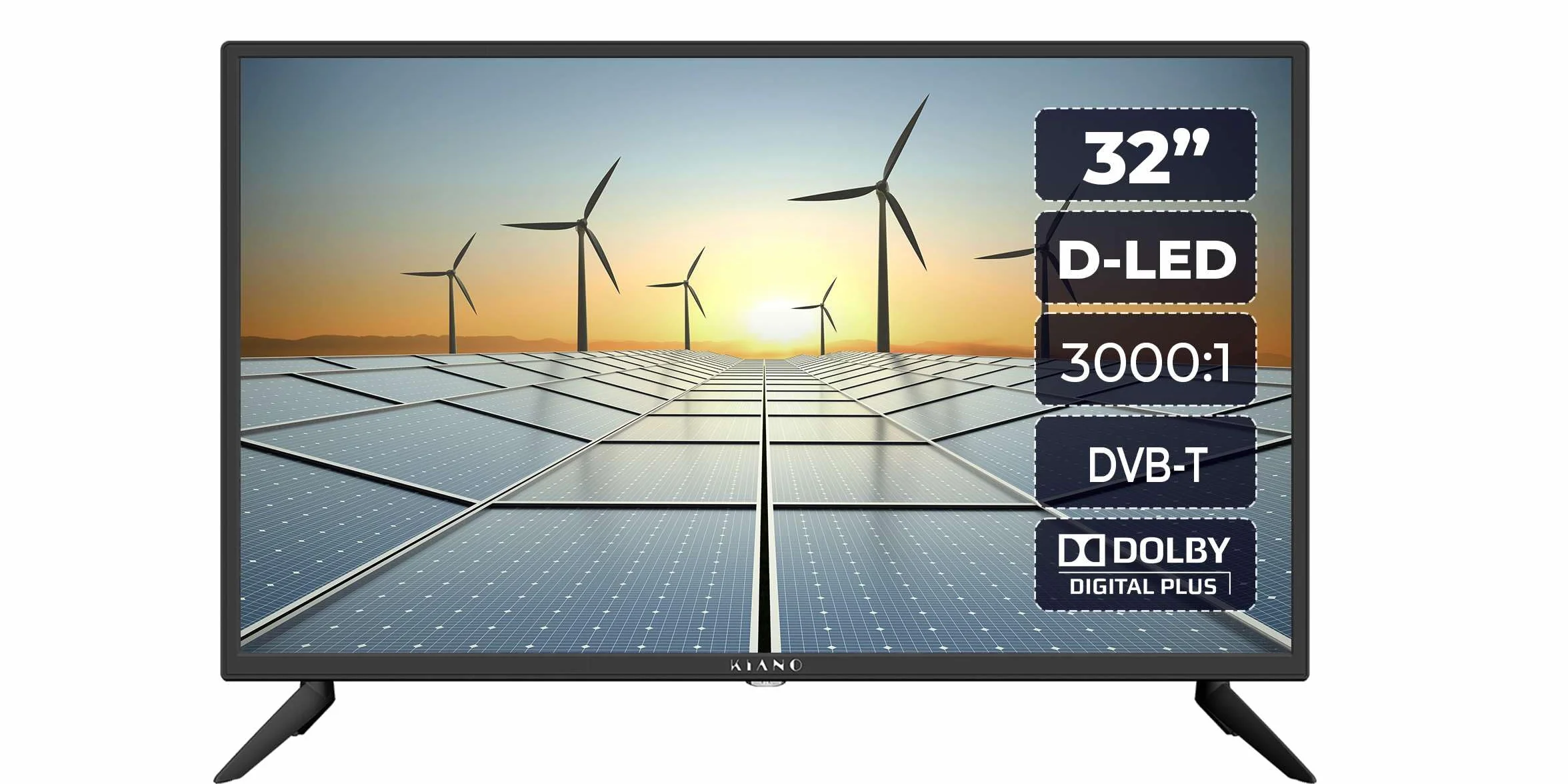 KIANO Slim TV 32" 80 cm DVB-T2 CI+ LED HD HDMI USB Dolby Audio PVR Hotel Mode Czarny