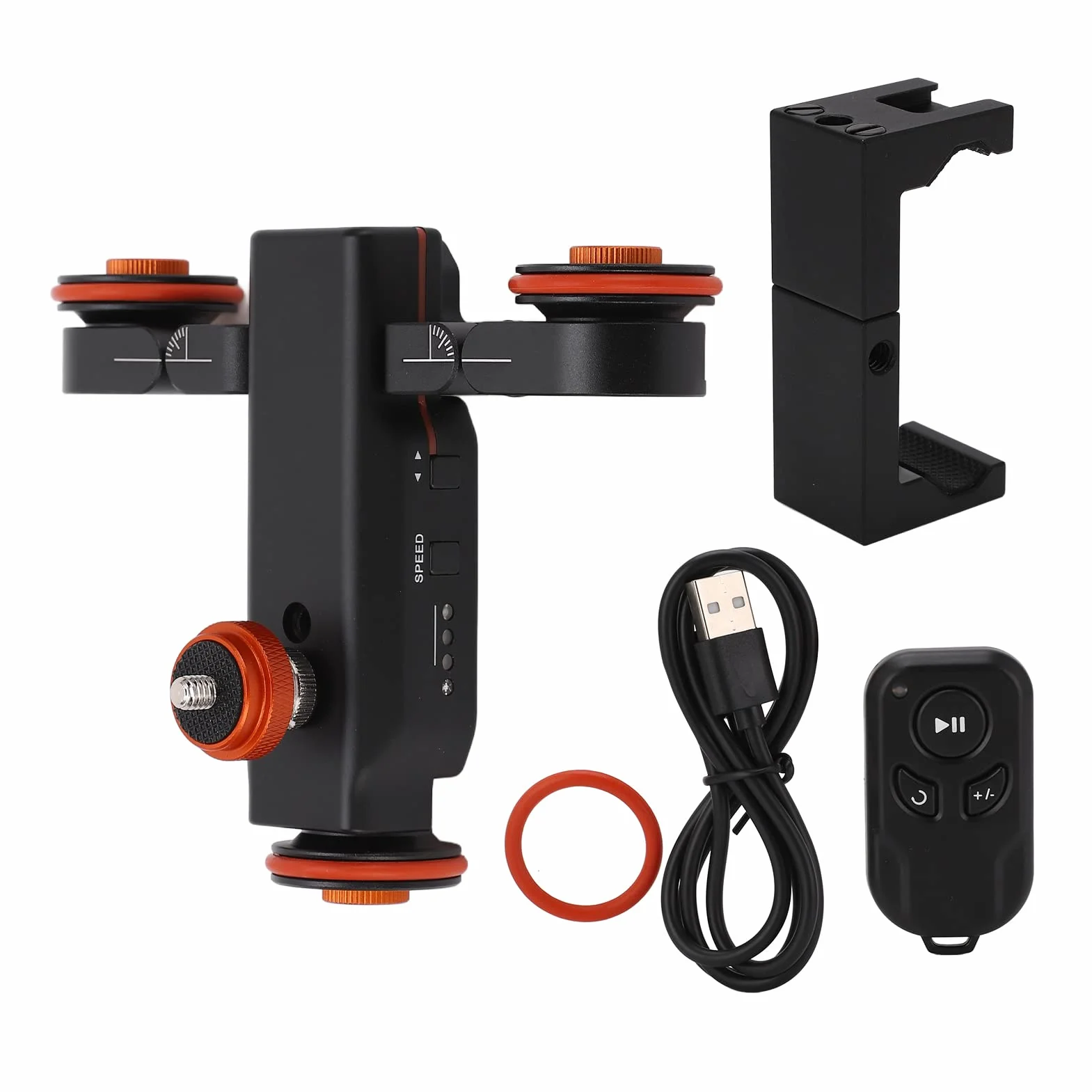 Goshyda Cursore per Videocamera Elettrica, Carrello per Videocamera Wireless a 3 Ruote, Carrello per Binario Motorizzato a 3 velocità, con Clip per Telefono con Telecomando, per Vlog, Riprese Video