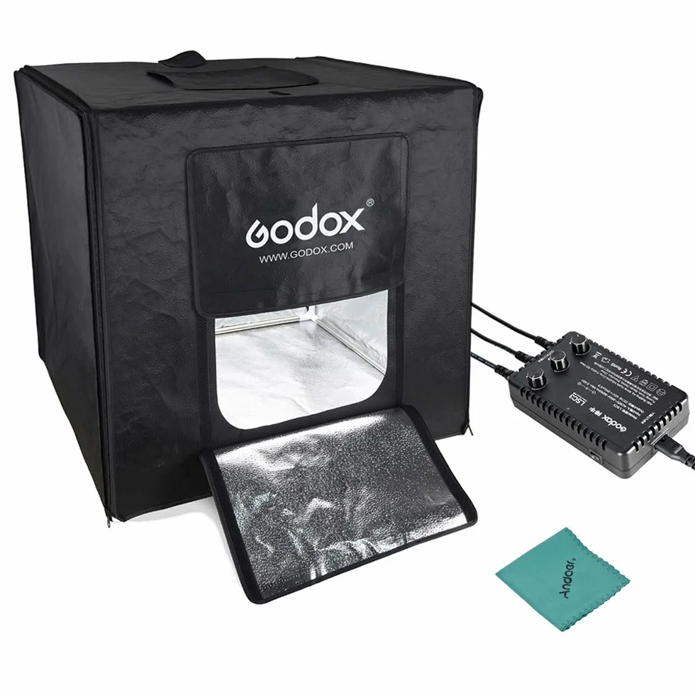 Godox LST80 - Mini tenda da studio a LED, 80 x 80 x 80 x 80 cm, con 3 luci a LED, 5800 carati, CRI 96 + potenza 60 Watt, per macro e fotografia del prodotto