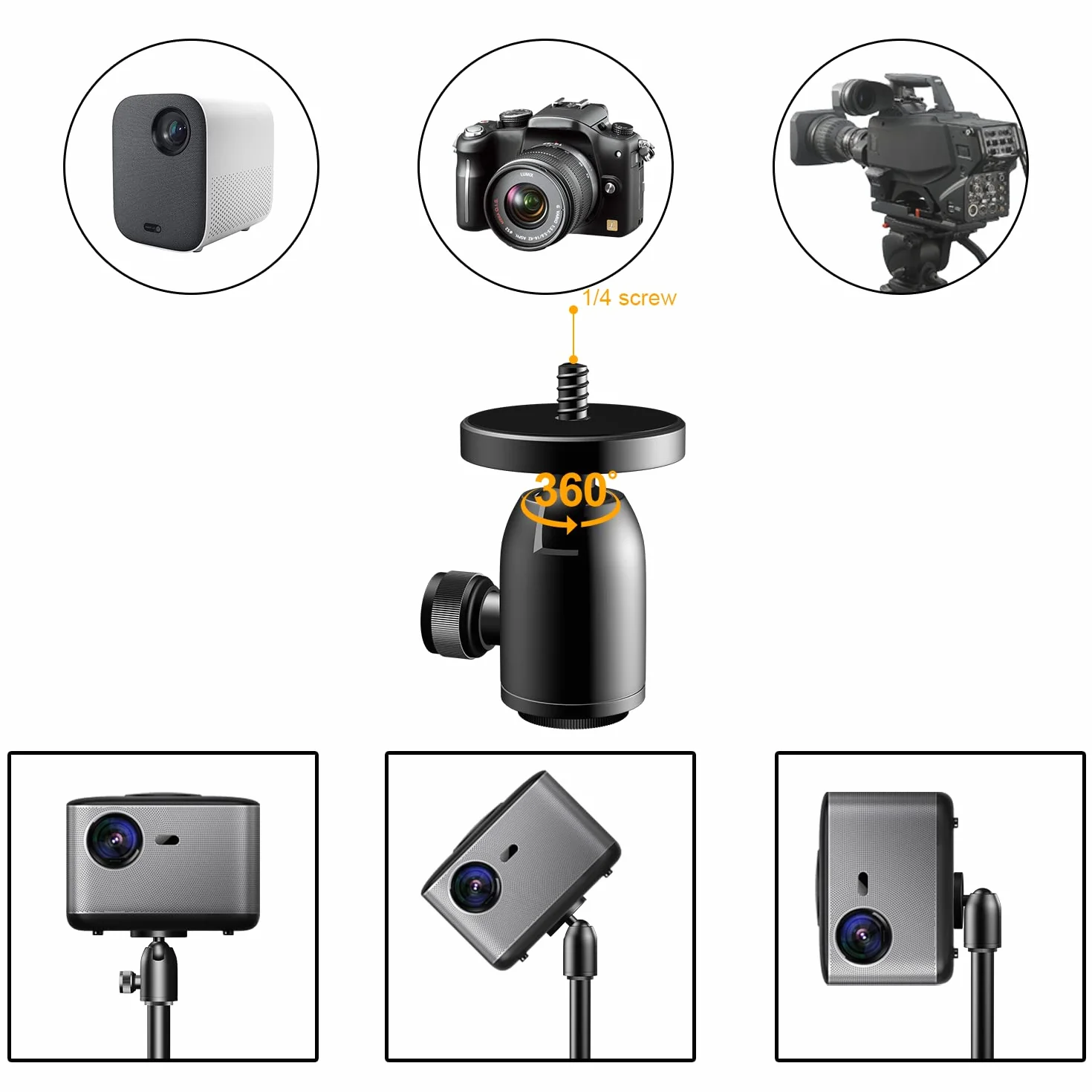 Supporto per Proiettore da Terra Multifunzionale,Regolabile in Altezza da 78.79 cm a 106.68,Fornito Vassoio e Ruota di 360°testa a sfera,Lega Di Alluminio Forgiata con Proiettori,Laptop,Telecamere