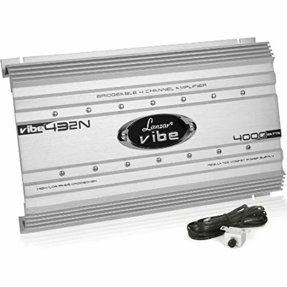 1 LANZAR VIBE 432N VIBE432N amplificatore 4 canali da 2000 watt rms 4 x 500 watt rms 4000 watt max con controllo remoto a distanza incluso, 1 pezzo