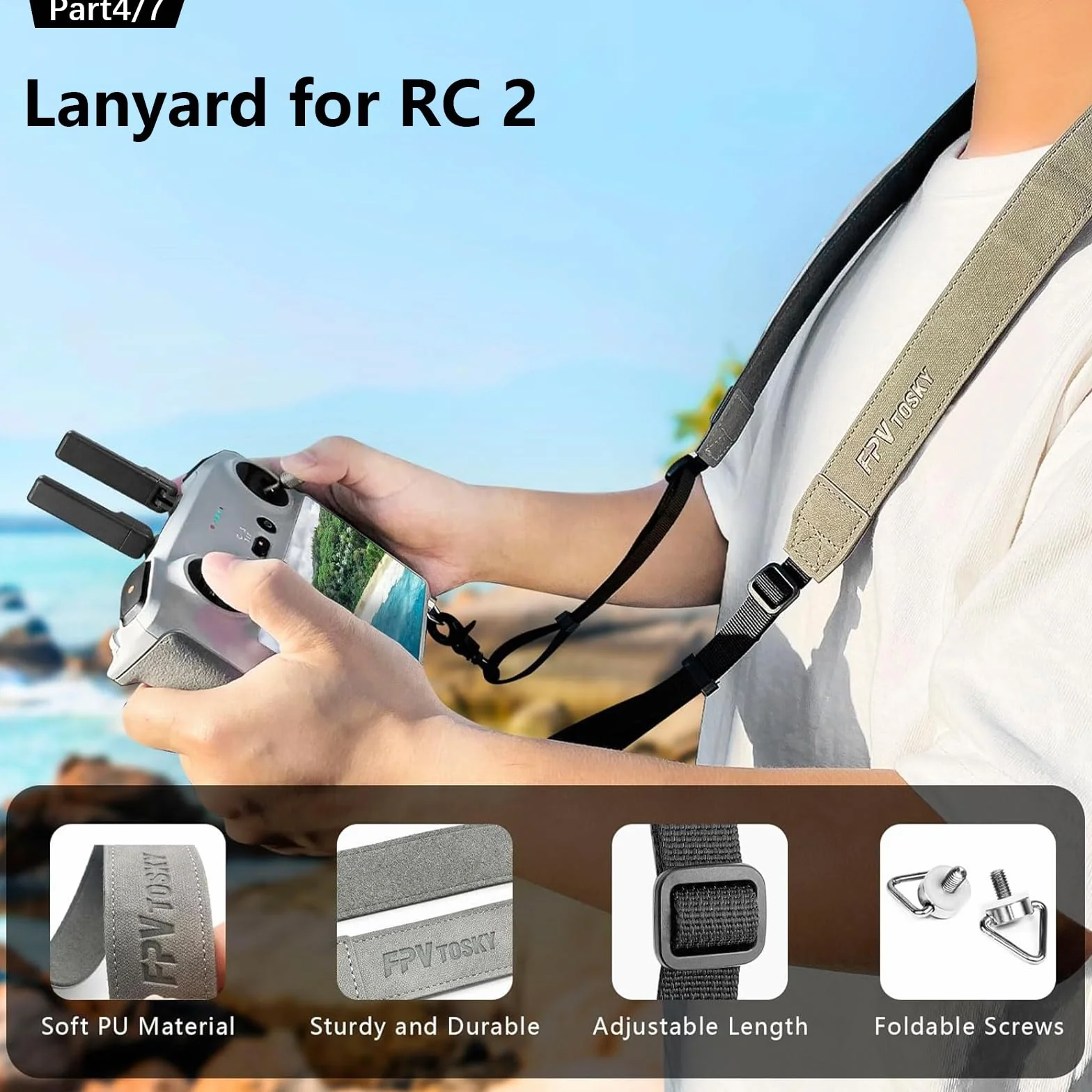 FPVtosky Set di custodia rigida per DJI Mini 5 Pro, kit di accessori per droni include custodia a doppio strato, parasole RC2, cordino, protezione schermo in vetro temperato RC2, tappetino di