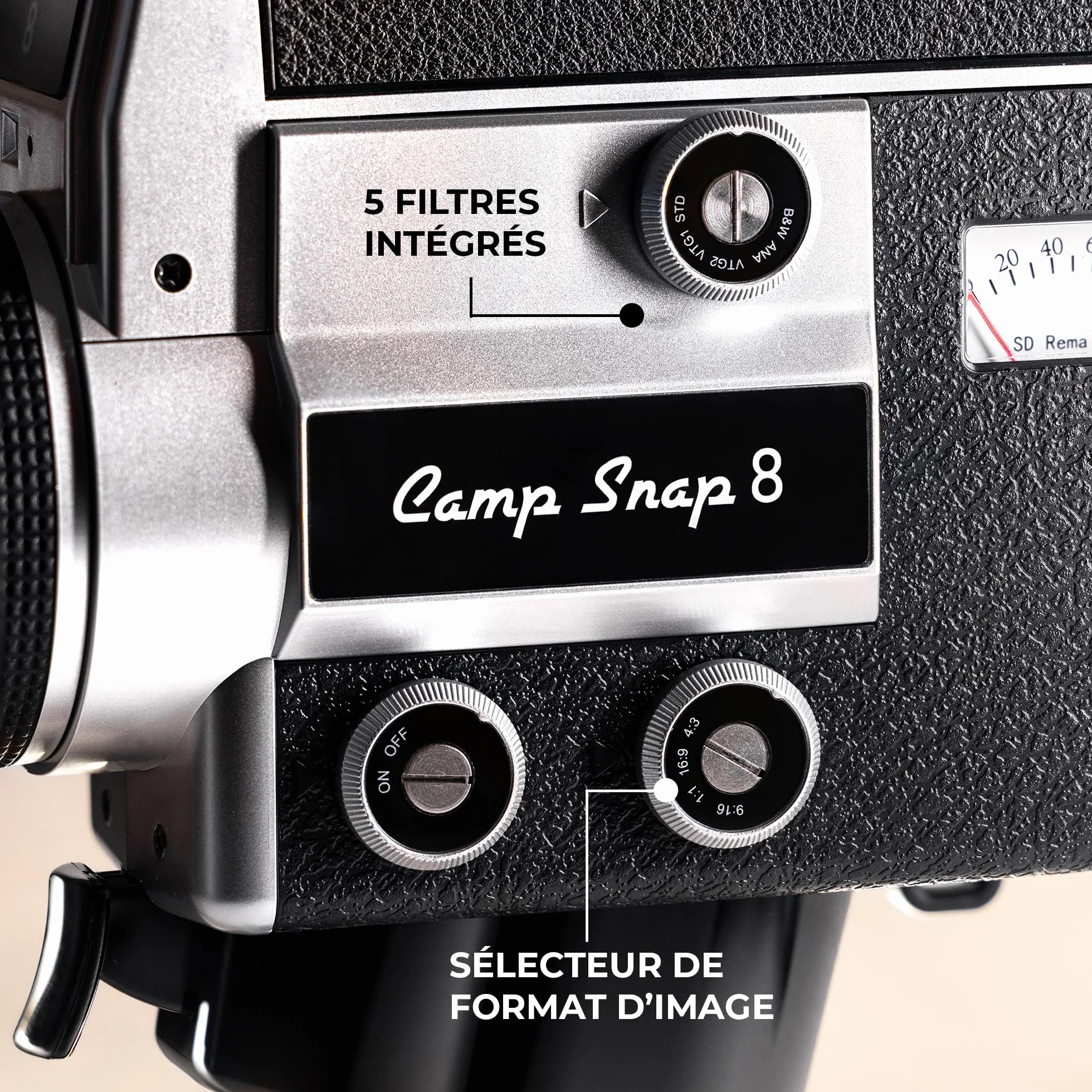 Camp Snap CS-8 Videocamera digitale – Videoregistratore 2.7K per Youtube, fotocamera senza schermo, zoom digitale 8X, con 5 filtri di pellicola personalizzabili, scheda SD inclusa e batteria