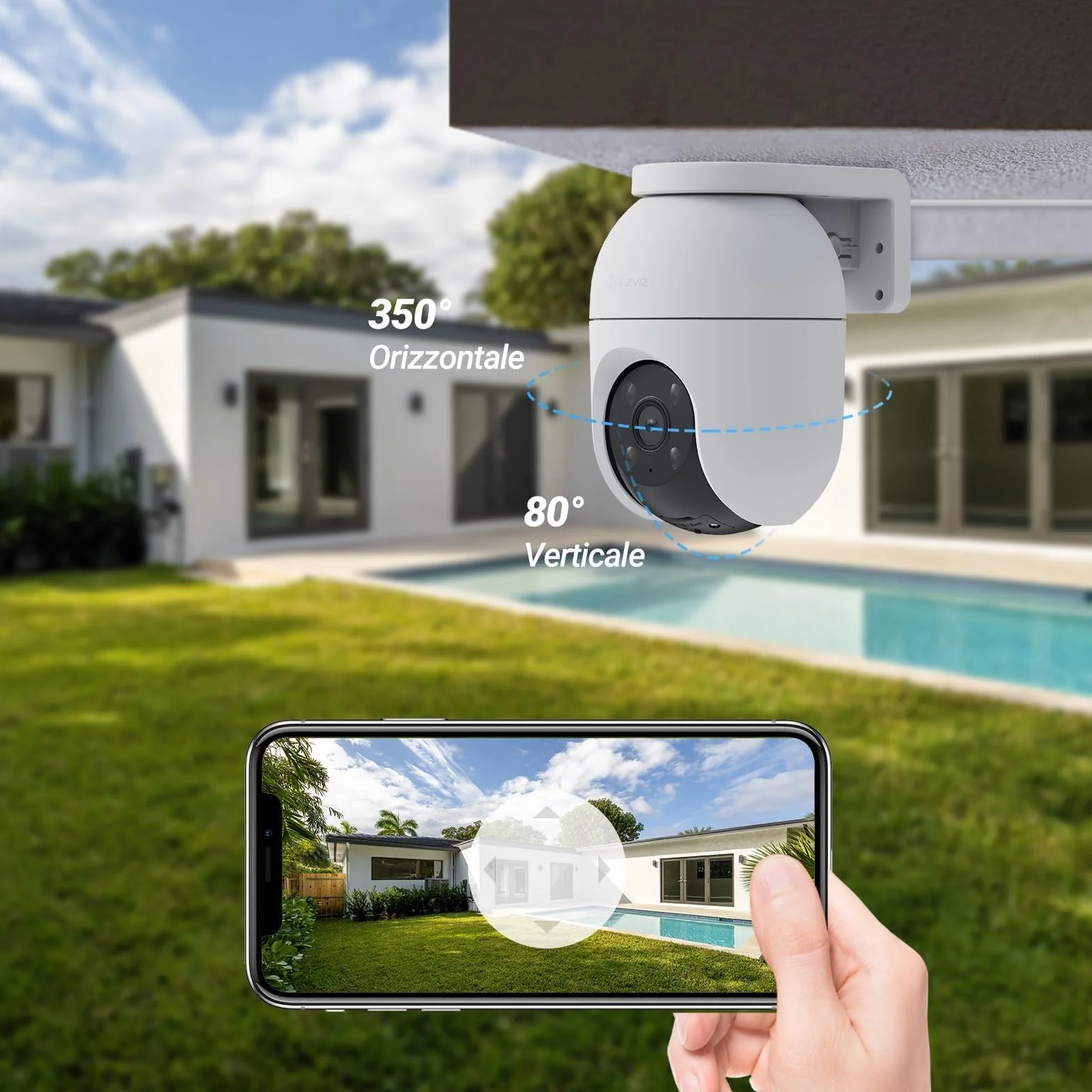 EZVIZ C8c 2MP Telecamera Wi-Fi Esterno 1080p Motorizzata 360° Visione Notturna Colori Rilevamento Persone Tracciamento Automatico Alexa Google