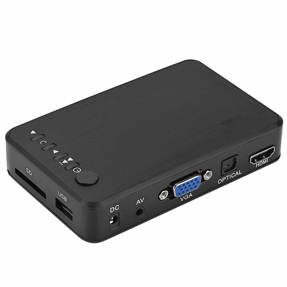 Mini Lettore Multimediale Full HD 1080P Media Player con Telecomando Digitale TV per USB Drive/External Hard Drive 2.5TB / Scheda SD(Black)