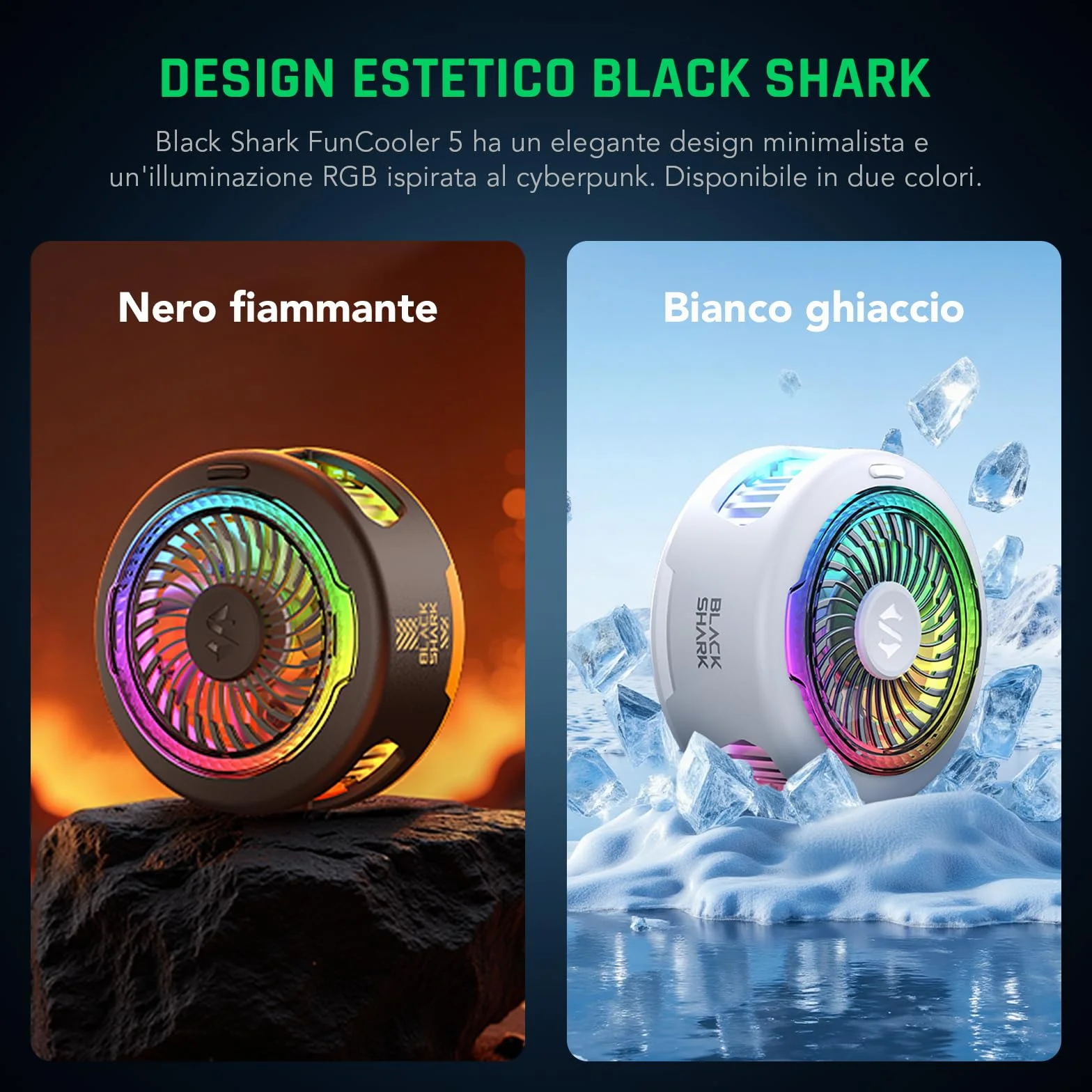 Black Shark FunCooler 5 Raffreddatore Magnetico per Cellulari, Ventola Raffreddamento Telefono Portatile con Luce RGB, Radiatore Phone Cooler per iPhone Serie Magnetica/Android/Tablet/iPad (Nero)