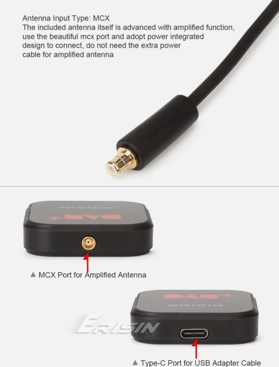 Antenna radio digitale DAB+ con antenna versatile Adattatore DAB per autoradio Android 11 12 13 14 Collegamento porta USB
