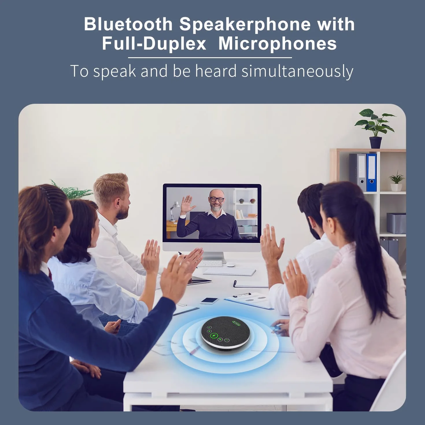 TONGVEO Altoparlante Bluetooth vivavoce USB, registrazione 360°, 4 microfoni AI, 8 ore conversazione 8-12 persone