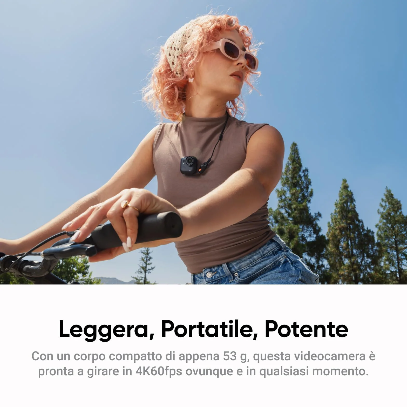 Insta360 GO Ultra Pack Ciclismo Nero Notte- action cam mini 4K a mani libere, indossabile, superba in bassa luce, montala ovunque, stabilizzazione FlowState, 200 min di carica, bici e corsa
