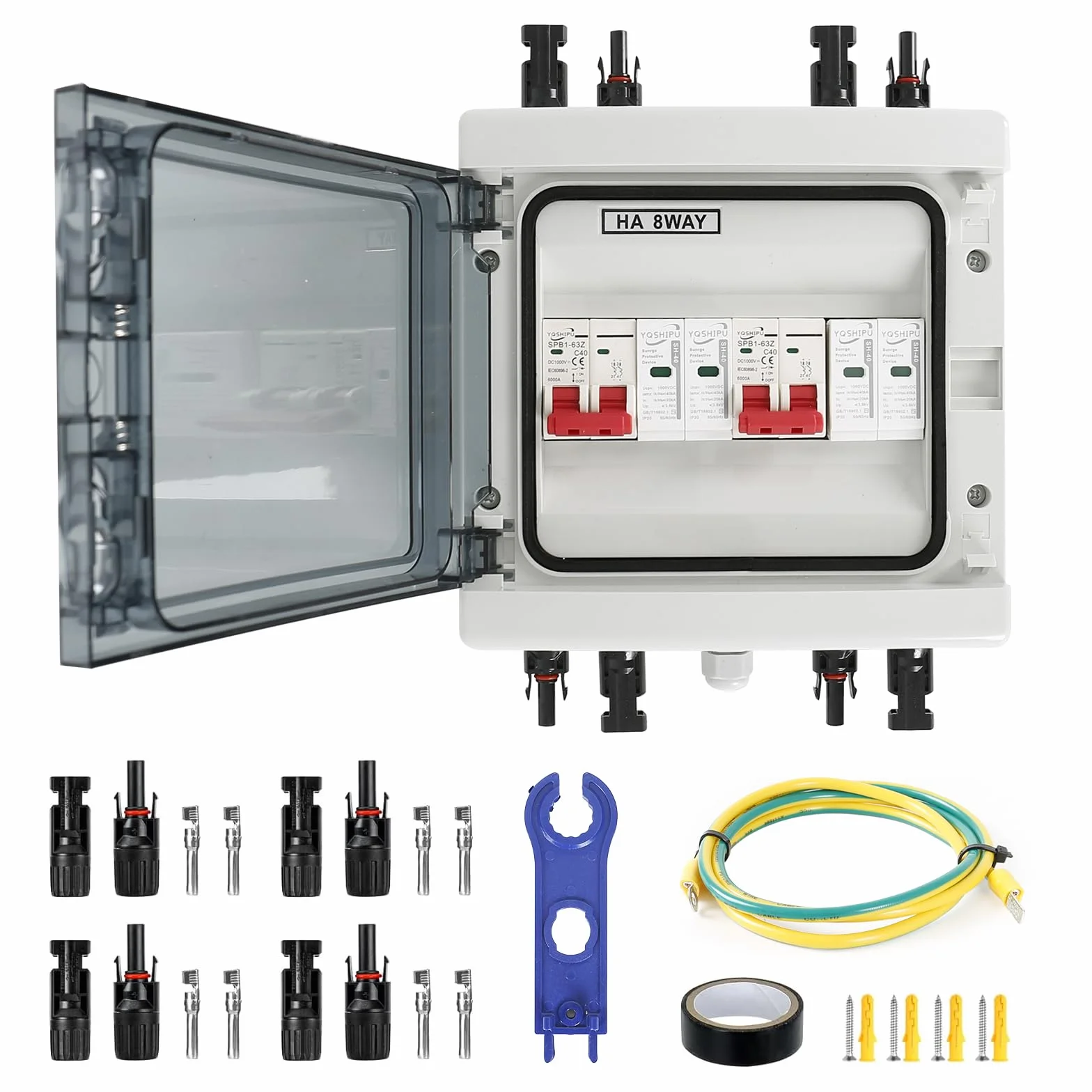 Scaricatore di Sovratensione DC 40A 1000V 2 In 2 Out Protezione Contro Fulmini IP65