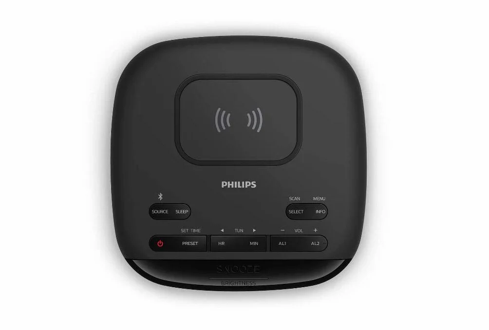 Philips R7705/10 Radiosveglia DAB+/FM, Bluetooth, Allarme Doppio, Spegnimento Automatico, Sincronizzazione Automatica Dell'orario, Batteria Tampone, Caricatore Telefono Wireless
