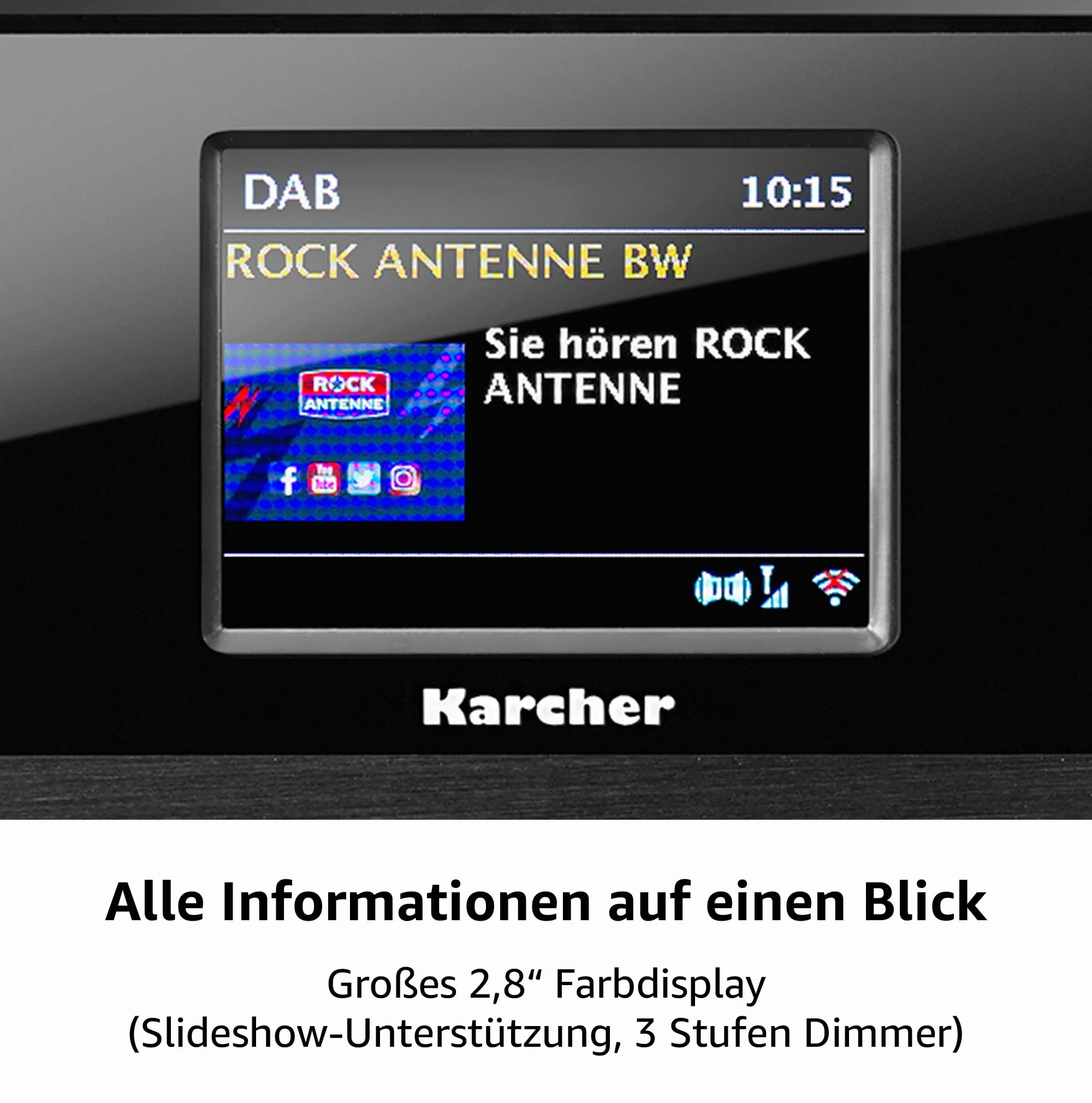 Karcher DAB 9000CDi Radio Internet z czytnikiem CD DAB+ UKW-RDS WLAN Bluetooth USB AUX-IN Podwójny budzik Subwoofer Czarny