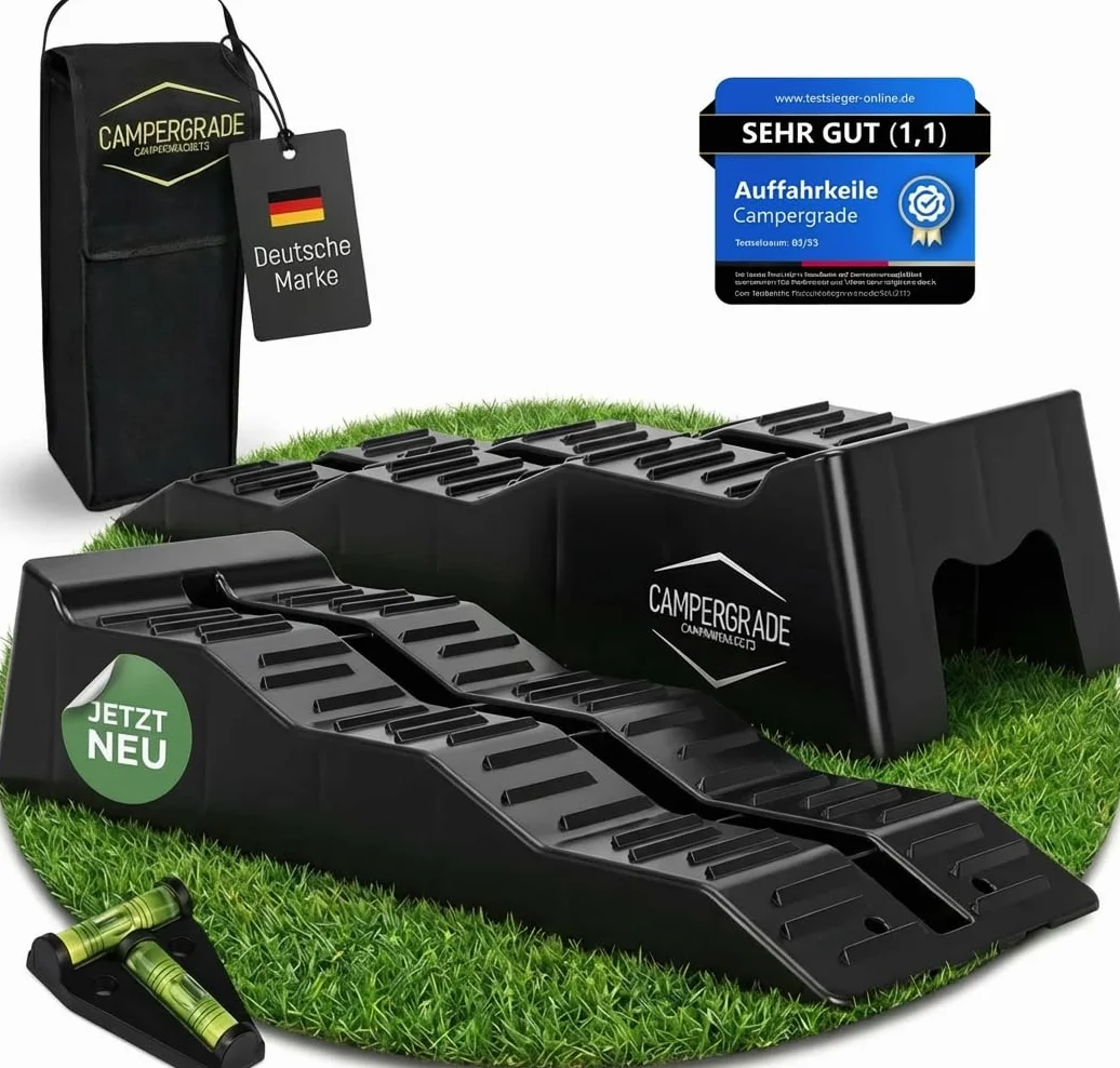 Rampa di carico per camper e roulotte - Rampa di sollevamento auto a 3 livelli [set di 2] | Rampa auto resistente per camper e roulotte | Rampa auto stabile