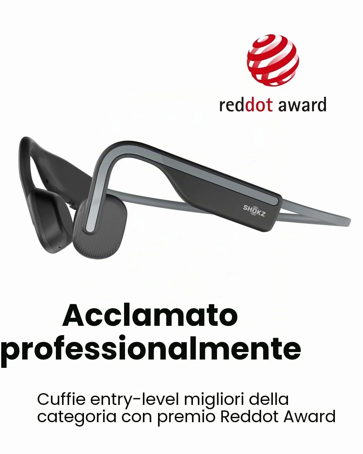 SHOKZ OpenMove cuffie a conduzione ossea Bluetooth 5.1, audio open-ear chiaro, fino a 6 ore autonomia, leggere 29g, IP55 resistenti a acqua e sudore, ideali per corsa, sport e uso quotidiano, Grigio