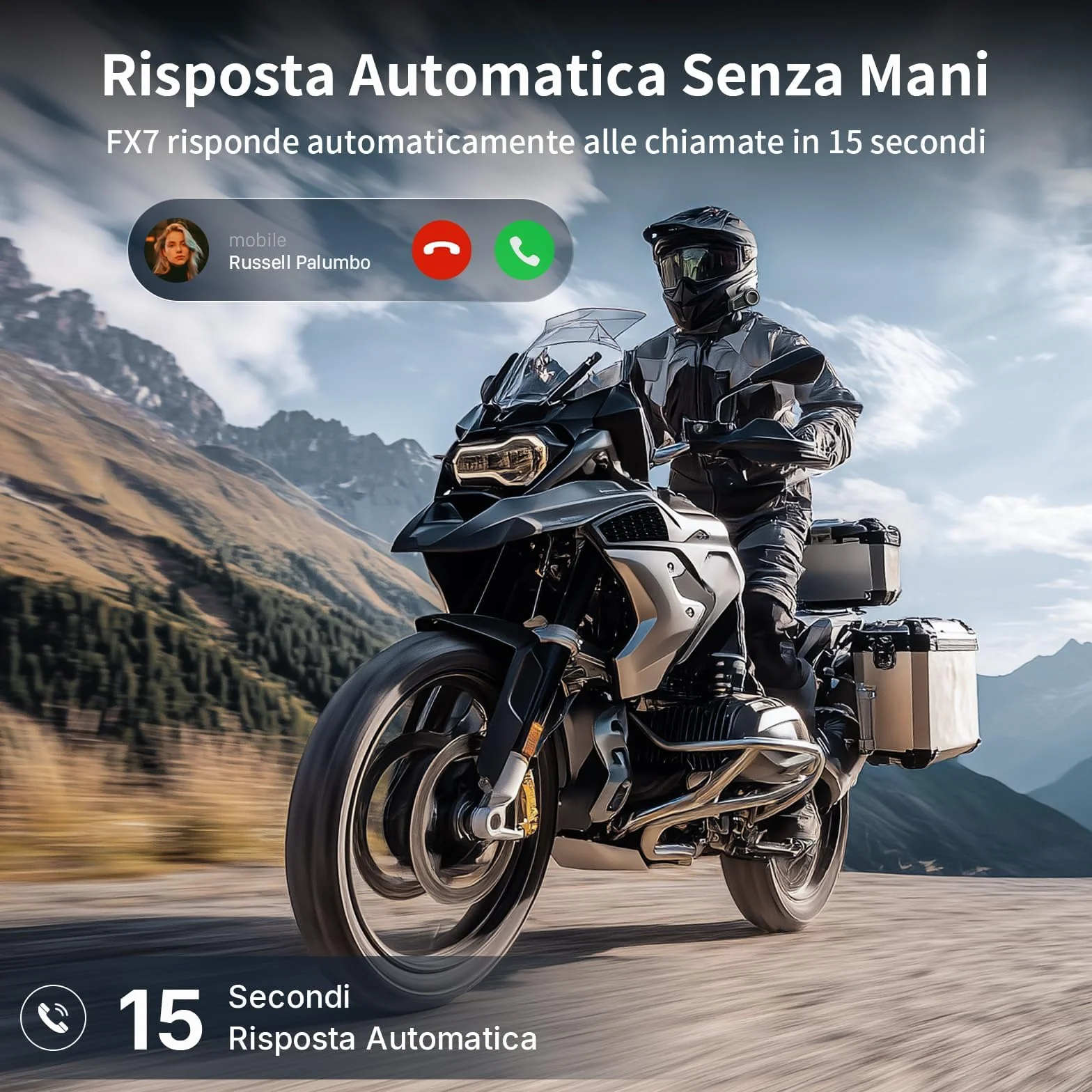 Fodsports FX7 10 - Utenti Mesh Interfono Moto Coppia | Condivisione Musicale, 2000m Interfono per Casco, Doppio Chip V5.4 Auricolari Moto con Multitasking Audio & FM