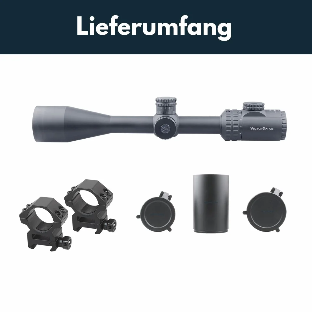 Vector Optics SCOL-32 Hugo 6-24x50 GT SFP Mirino telescopico per sport, airsoft e caccia, fucile ad aria compressa, mirino per bersaglio, cannocchiale per fucile, Rifle Scope, numerosi accessori